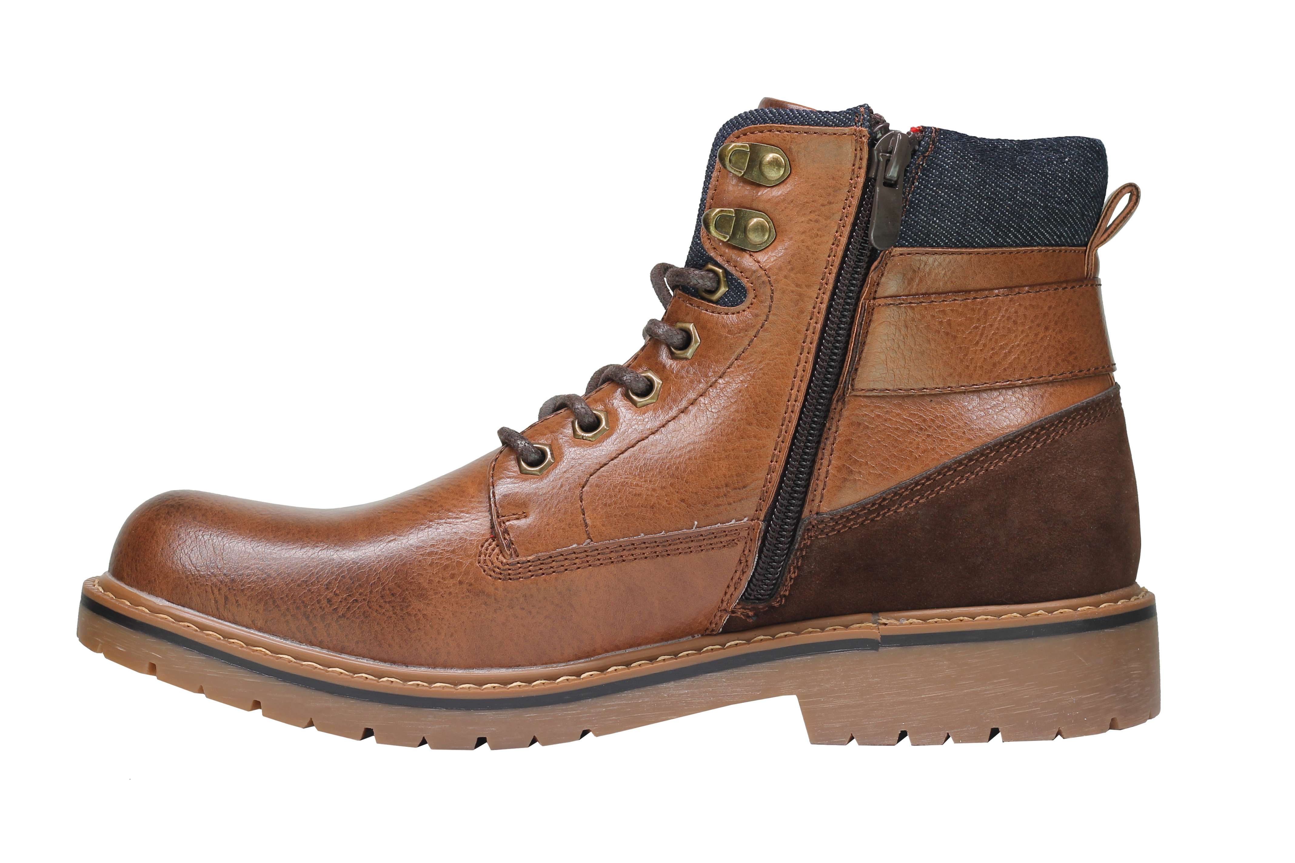 Mens Military Boots Leather Lined Biker Combat Ankle Lace up Zipped Black Brown