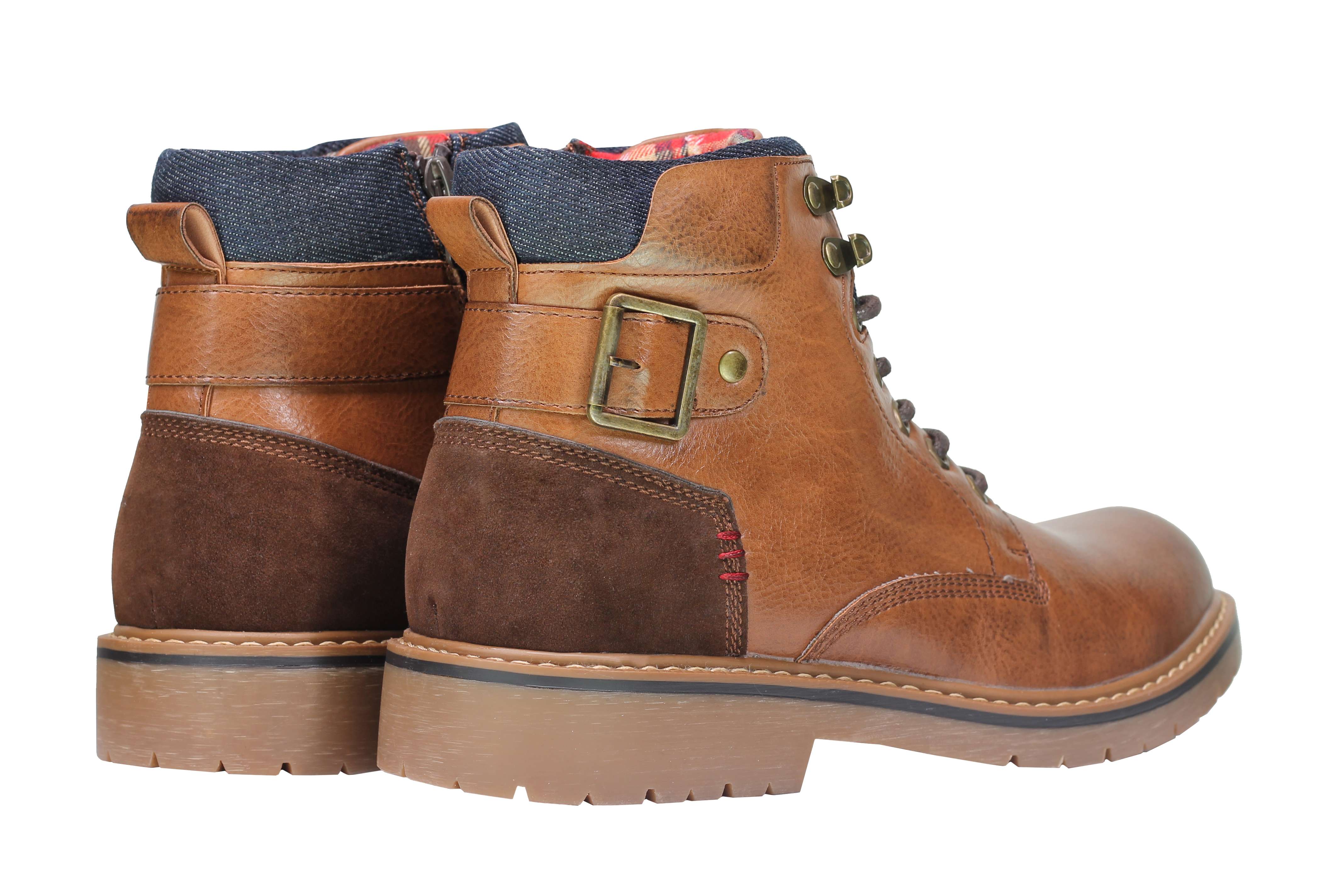 Mens Military Boots Leather Lined Biker Combat Ankle Lace up Zipped Black Brown