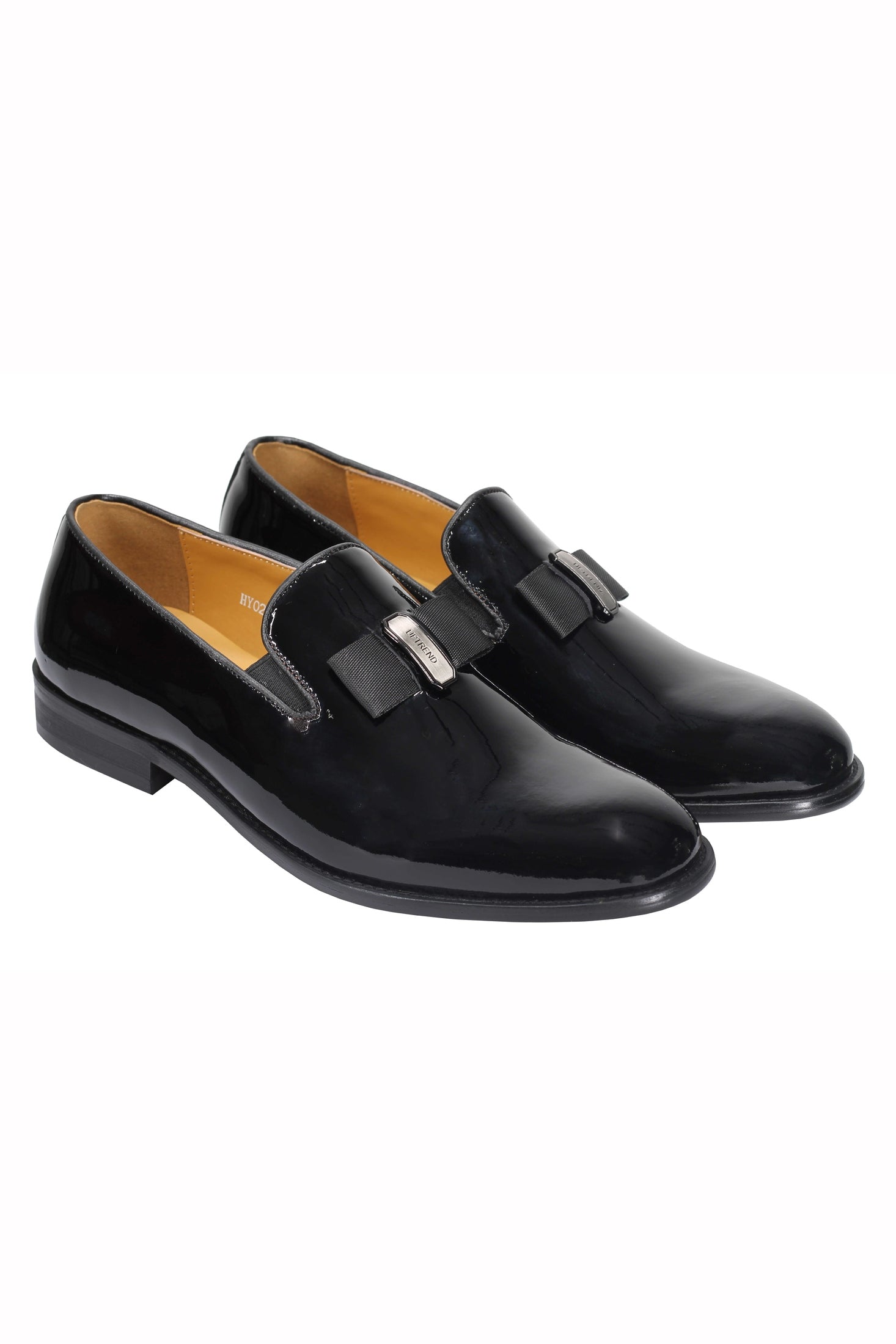 Mens Black Patent Real Genuine Leather Loafers Bow Trimmed Wedding Dress Shoes