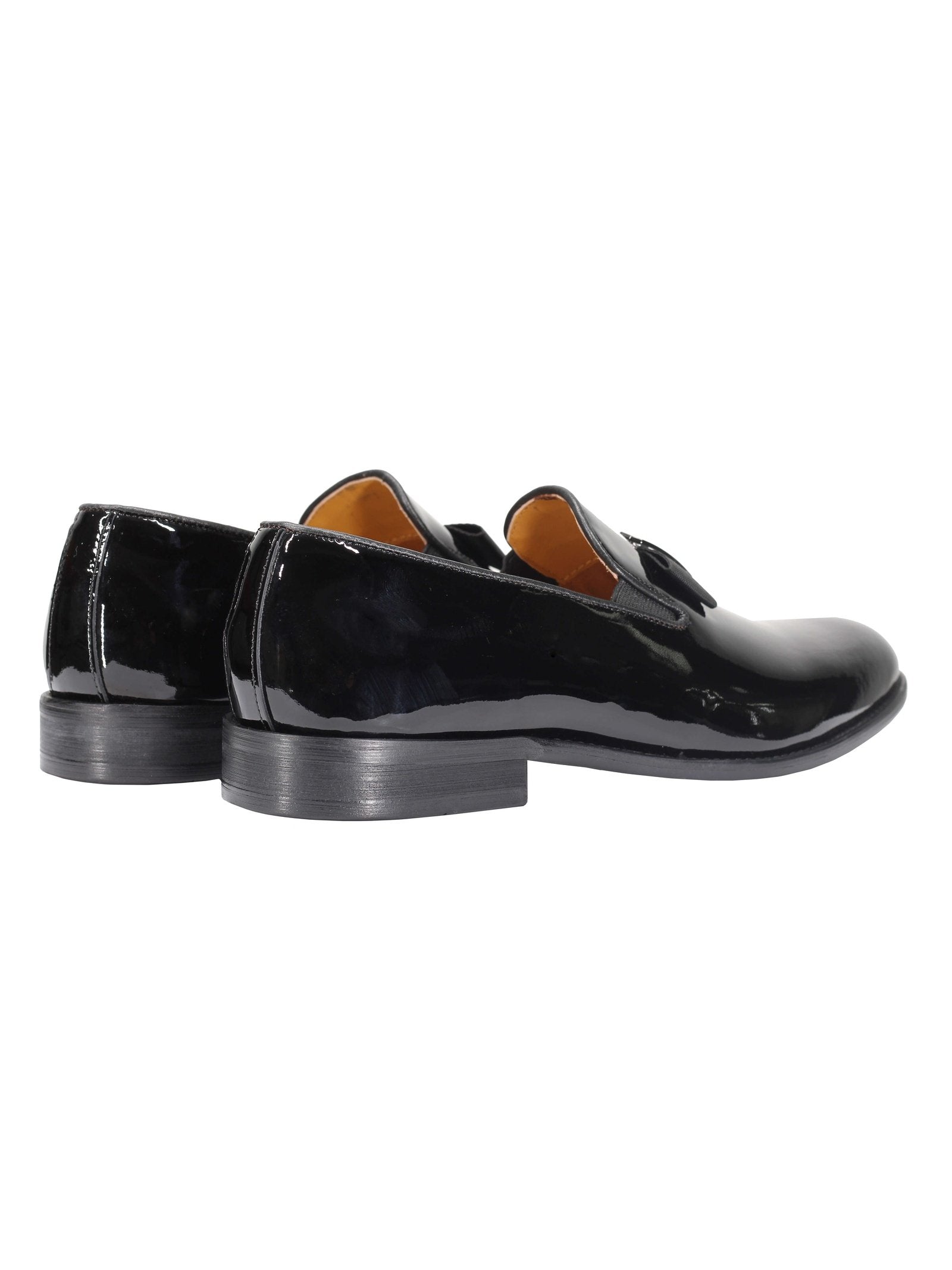 Mens Black Patent Real Genuine Leather Loafers Bow Trimmed Wedding Dress Shoes