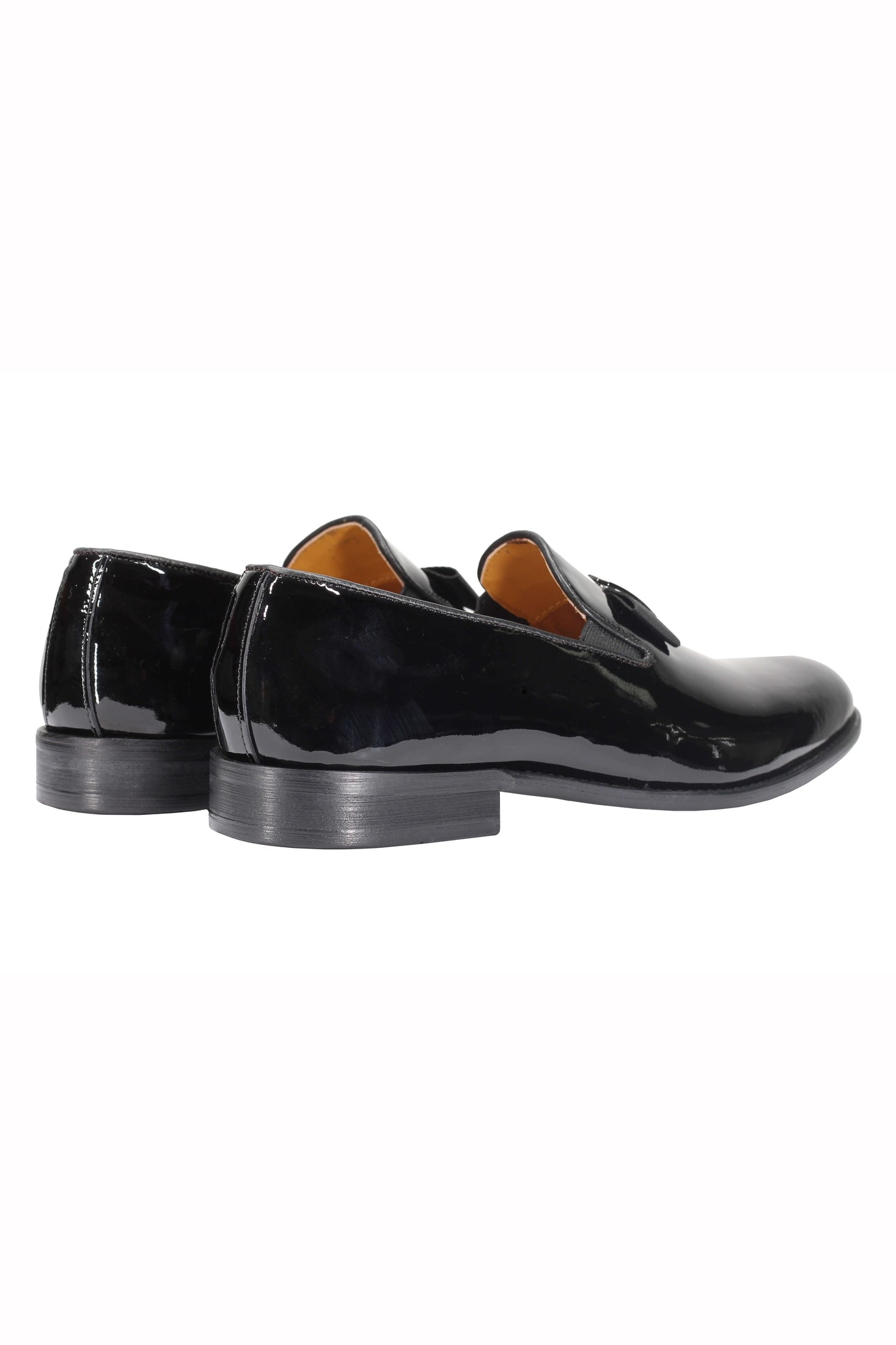 Mens Black Patent Real Genuine Leather Loafers Bow Trimmed Wedding Dress Shoes