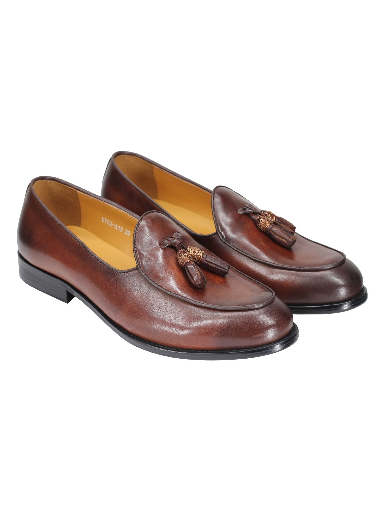 Leather Tassel Loafers in Tan