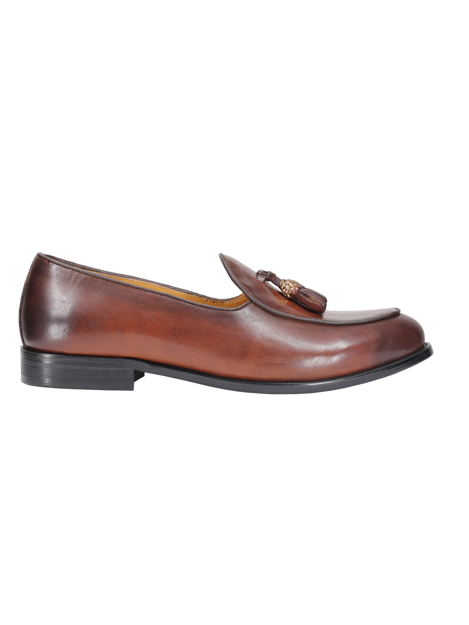 Leather Tassel Loafers in Tan