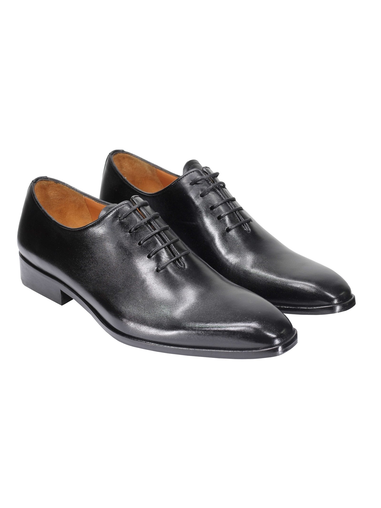 BLACK CALF LEATHER WHOLECUT OXFORD LACE UP SHOES