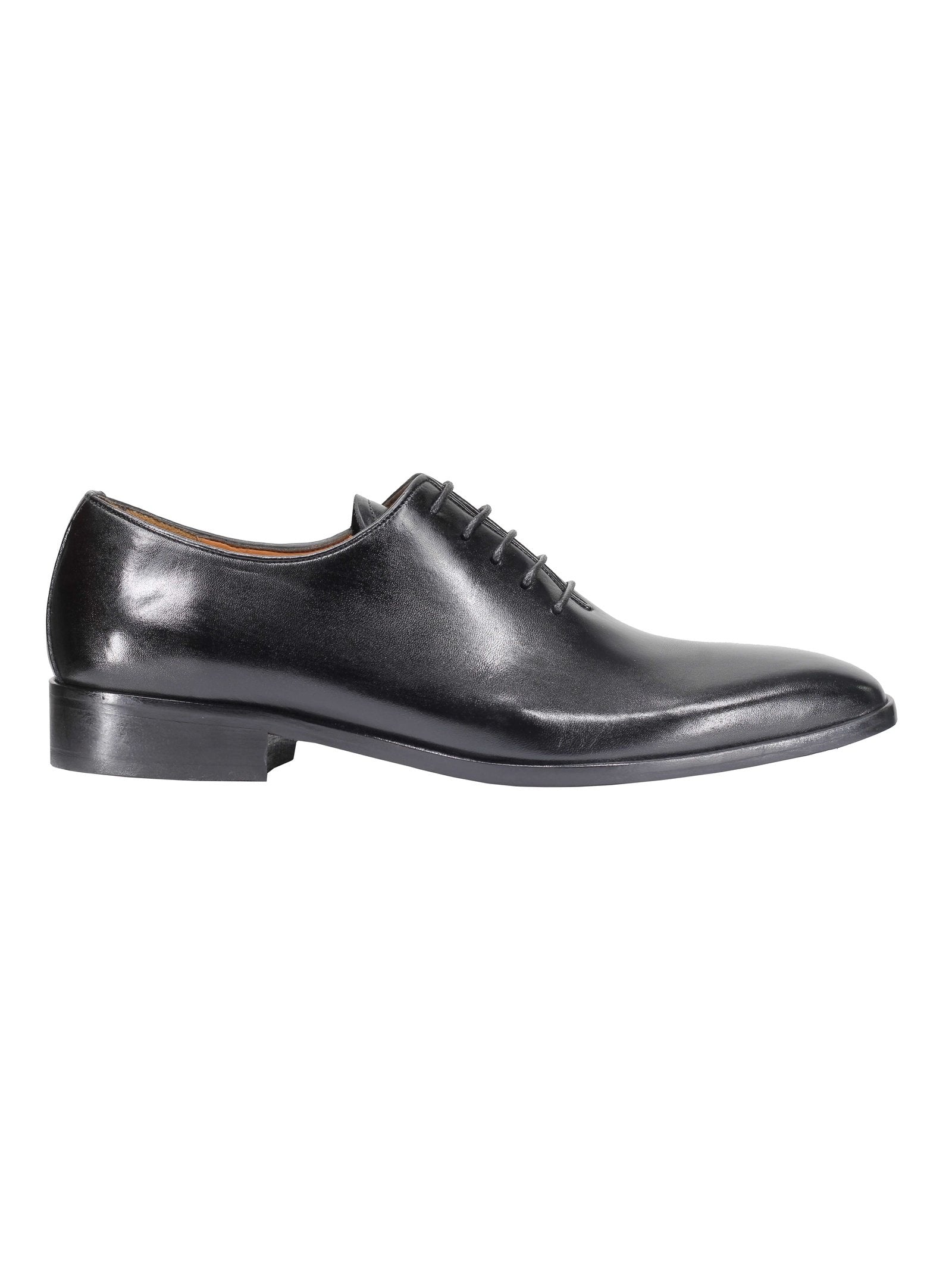 BLACK CALF LEATHER WHOLECUT OXFORD LACE UP SHOES