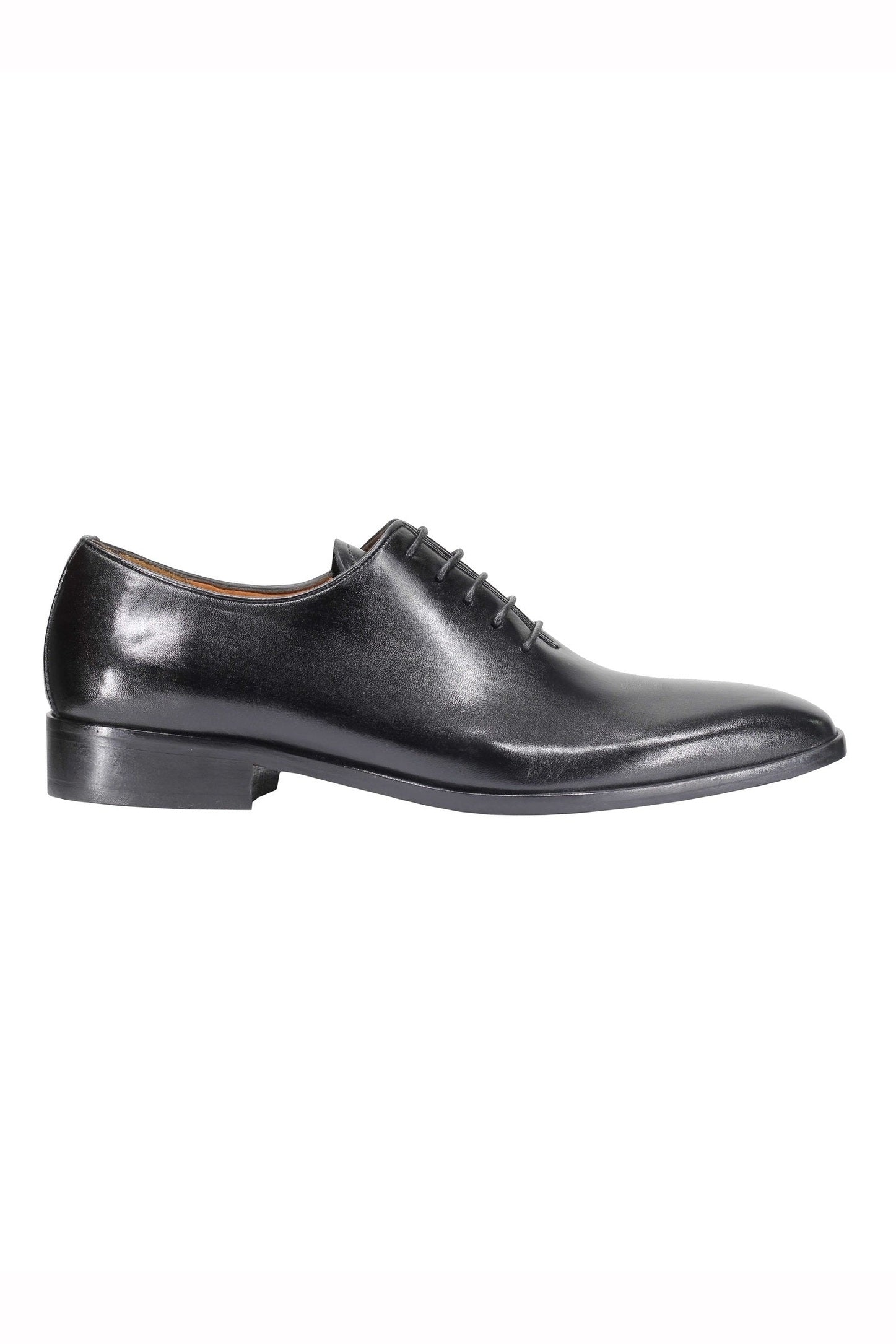BLACK CALF LEATHER WHOLECUT OXFORD LACE UP SHOES
