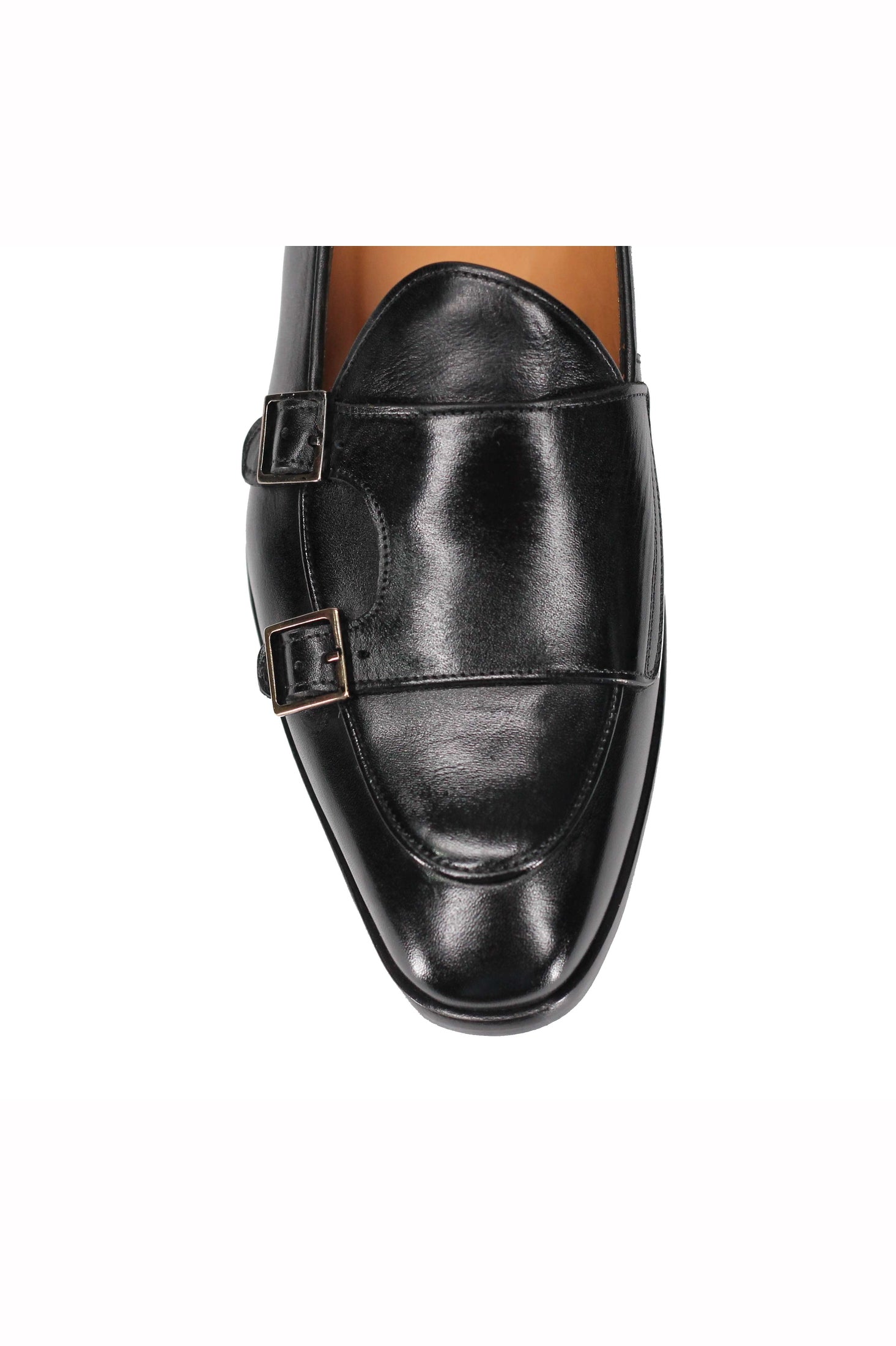 Black Calf Leather Double Monk Shoes
