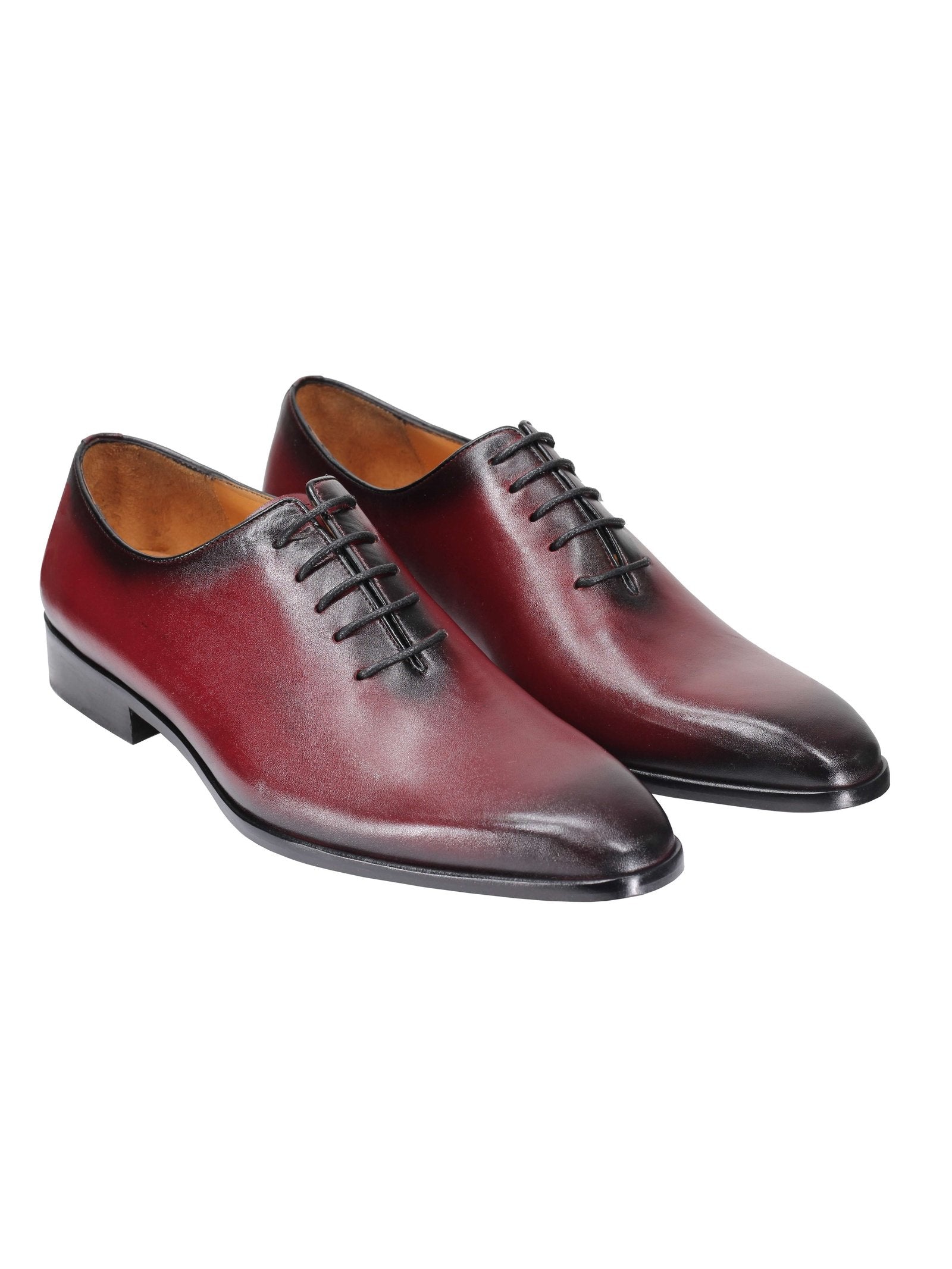 MAROON CALF LEATHER WHOLECUT OXFORD LACE UP SHOES