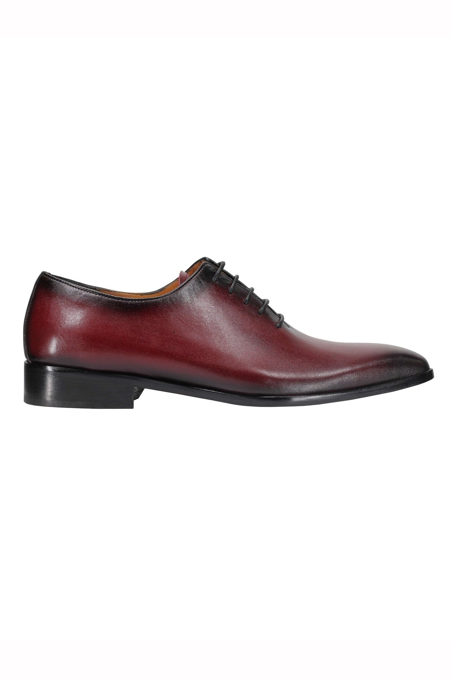 MAROON CALF LEATHER WHOLECUT OXFORD LACE UP SHOES