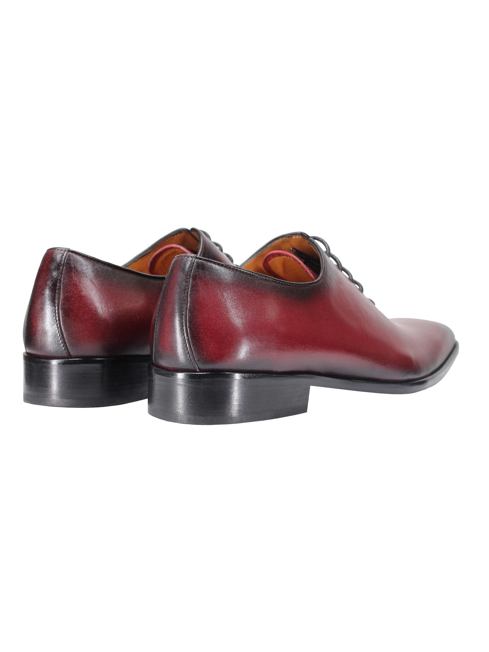 MAROON CALF LEATHER WHOLECUT OXFORD LACE UP SHOES