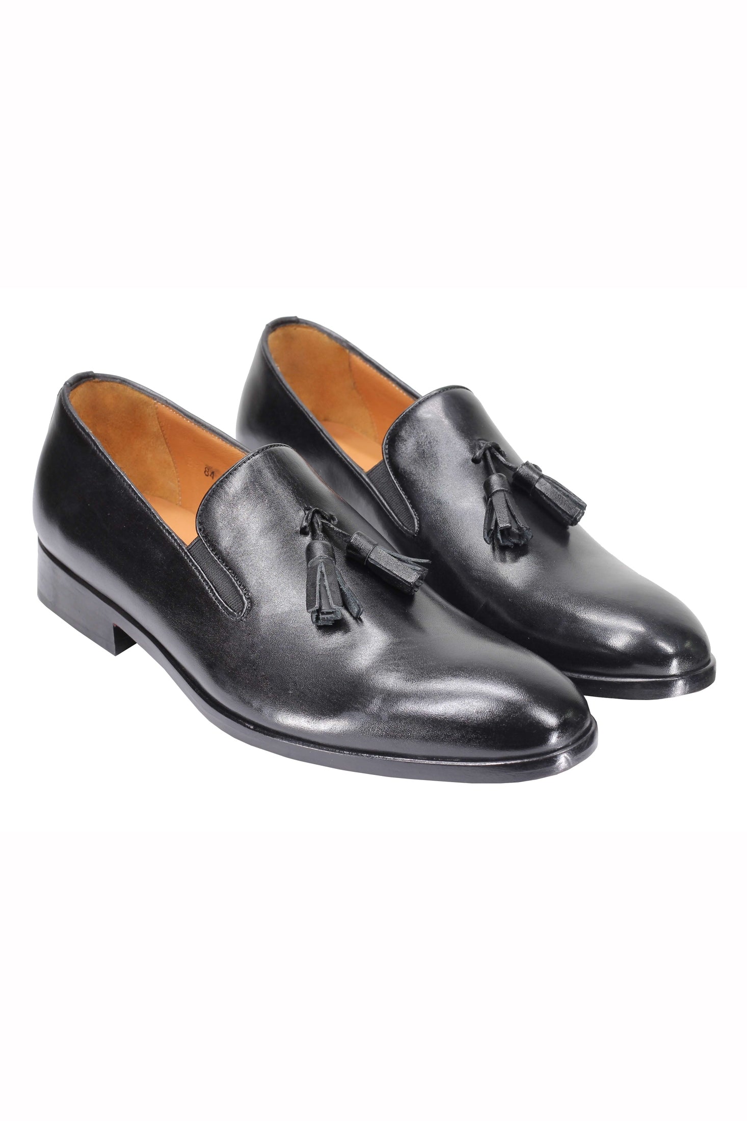 BLACK CALF LEATHER TASSEL LOAFERS