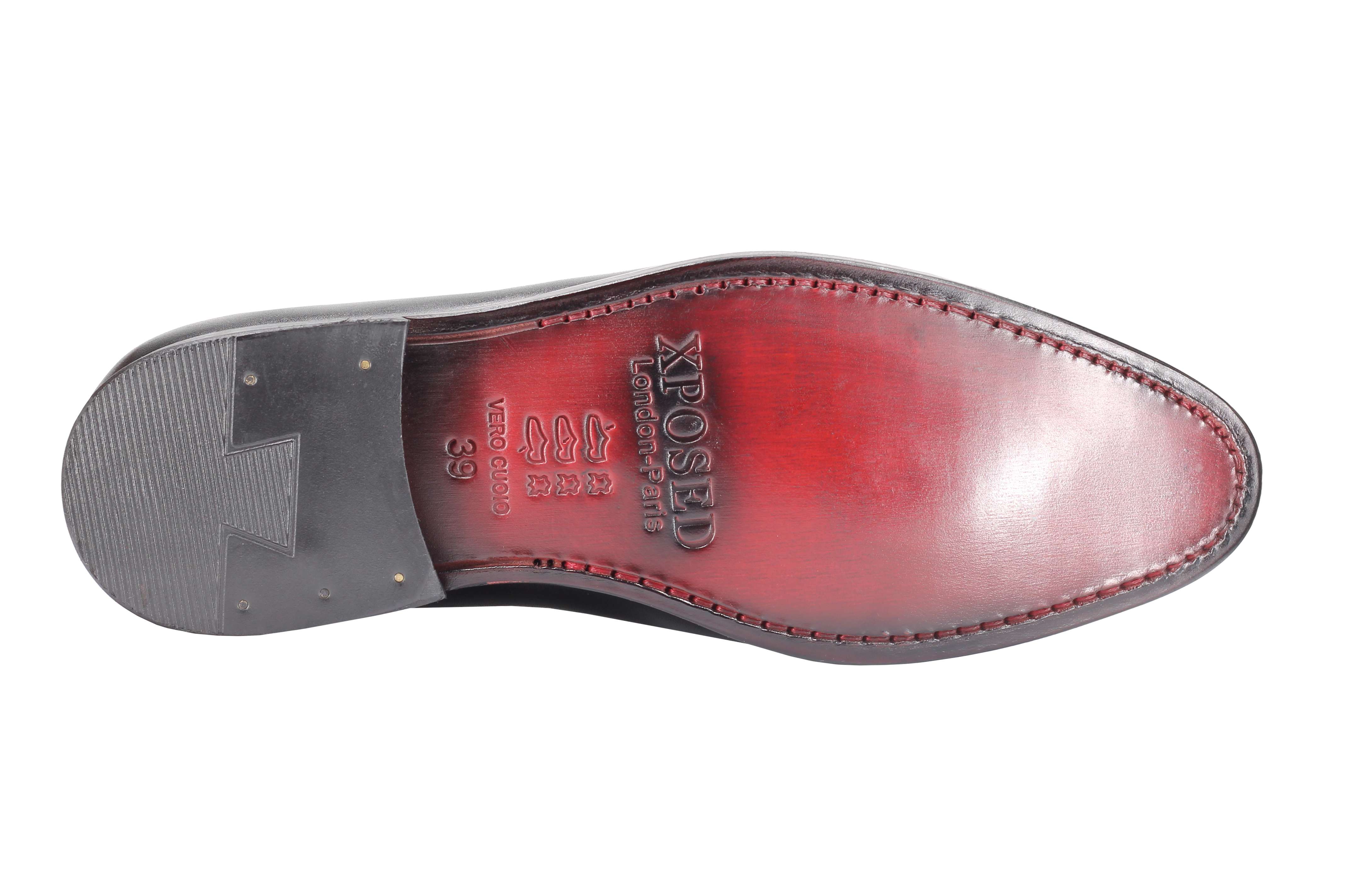 BLACK CALF LEATHER TASSEL LOAFERS