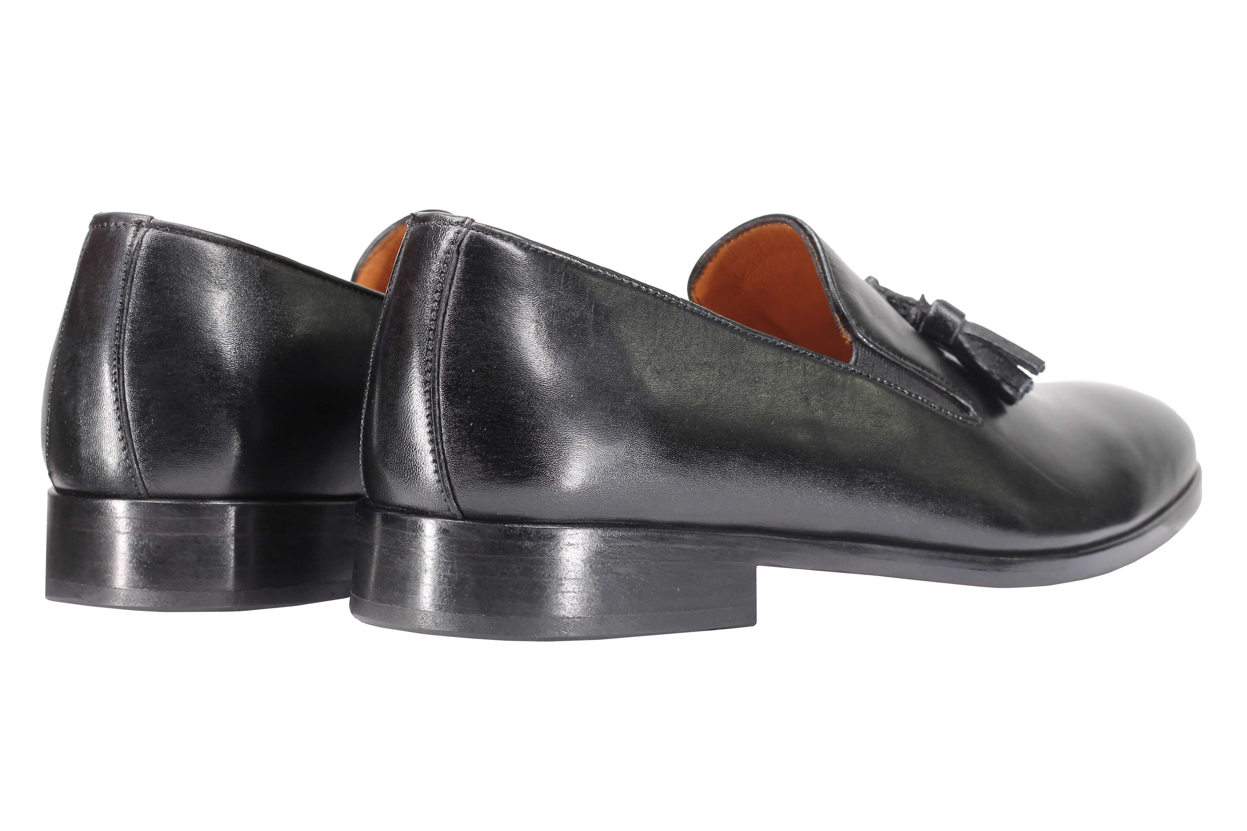 BLACK CALF LEATHER TASSEL LOAFERS