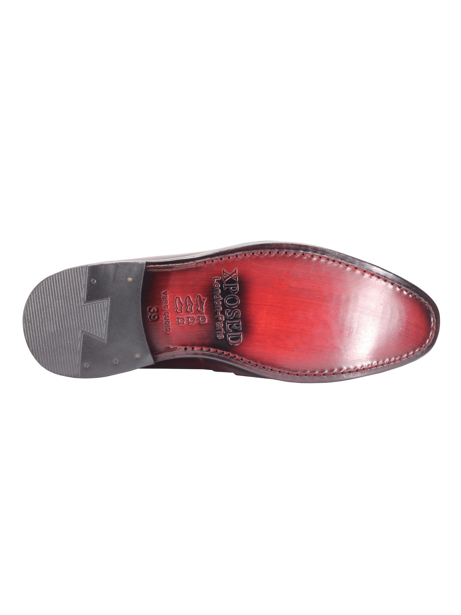 Maroon Calf Leather Double Monk Shoes