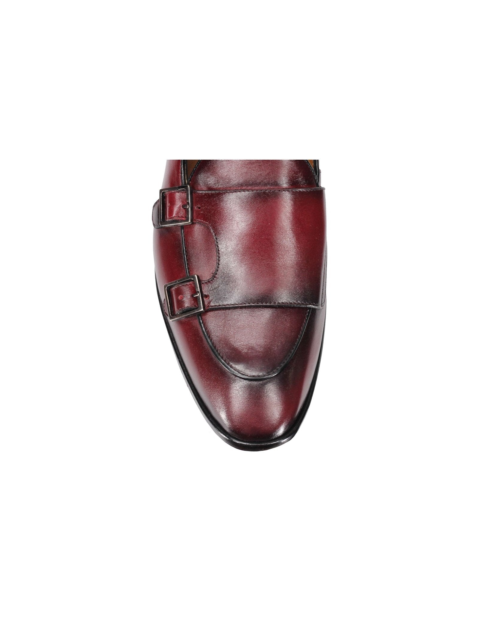 Maroon Calf Leather Double Monk Shoes