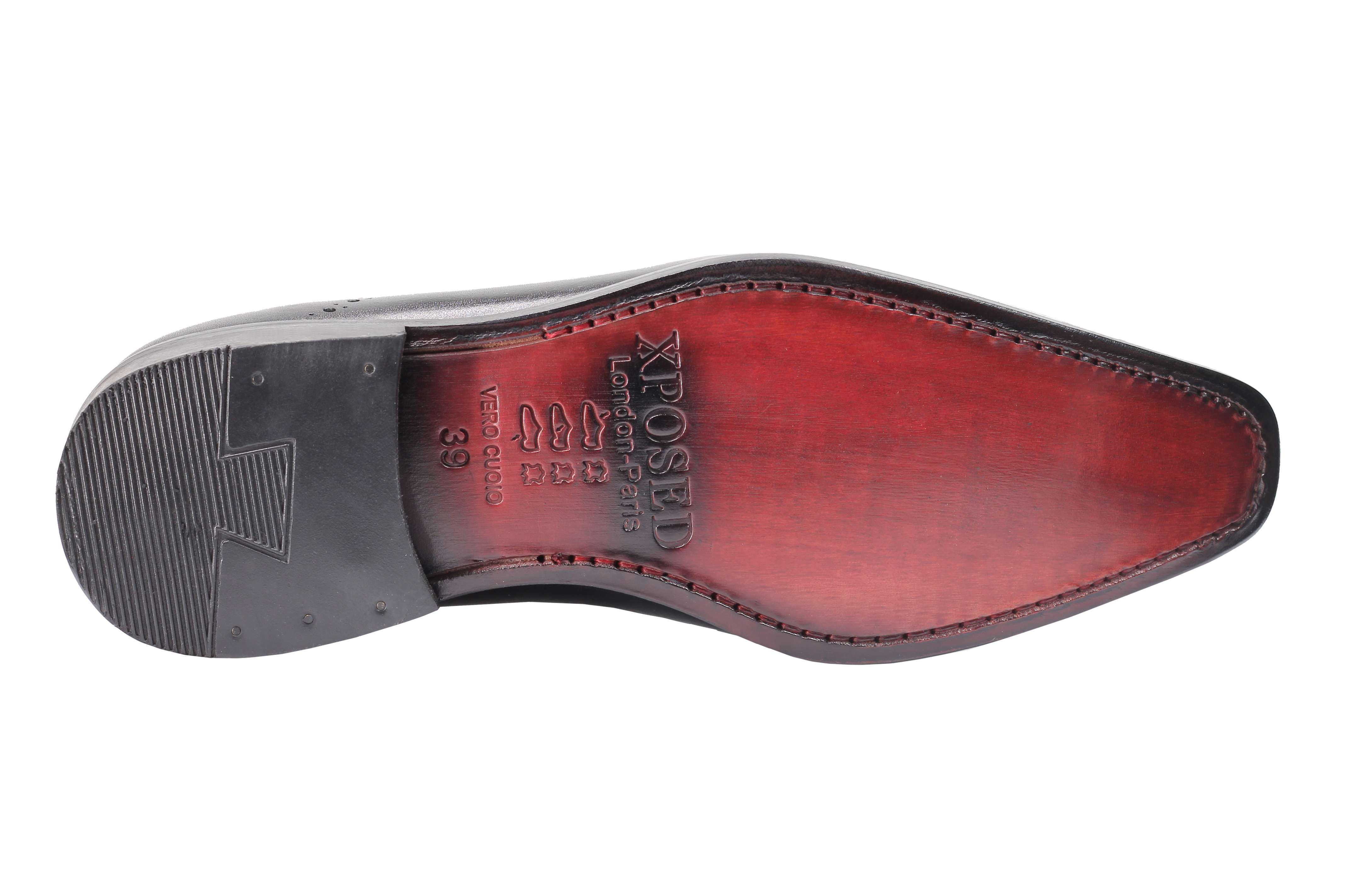 BLACK CALF LEATHER OXFORD LACE UP BROGUE SHOES