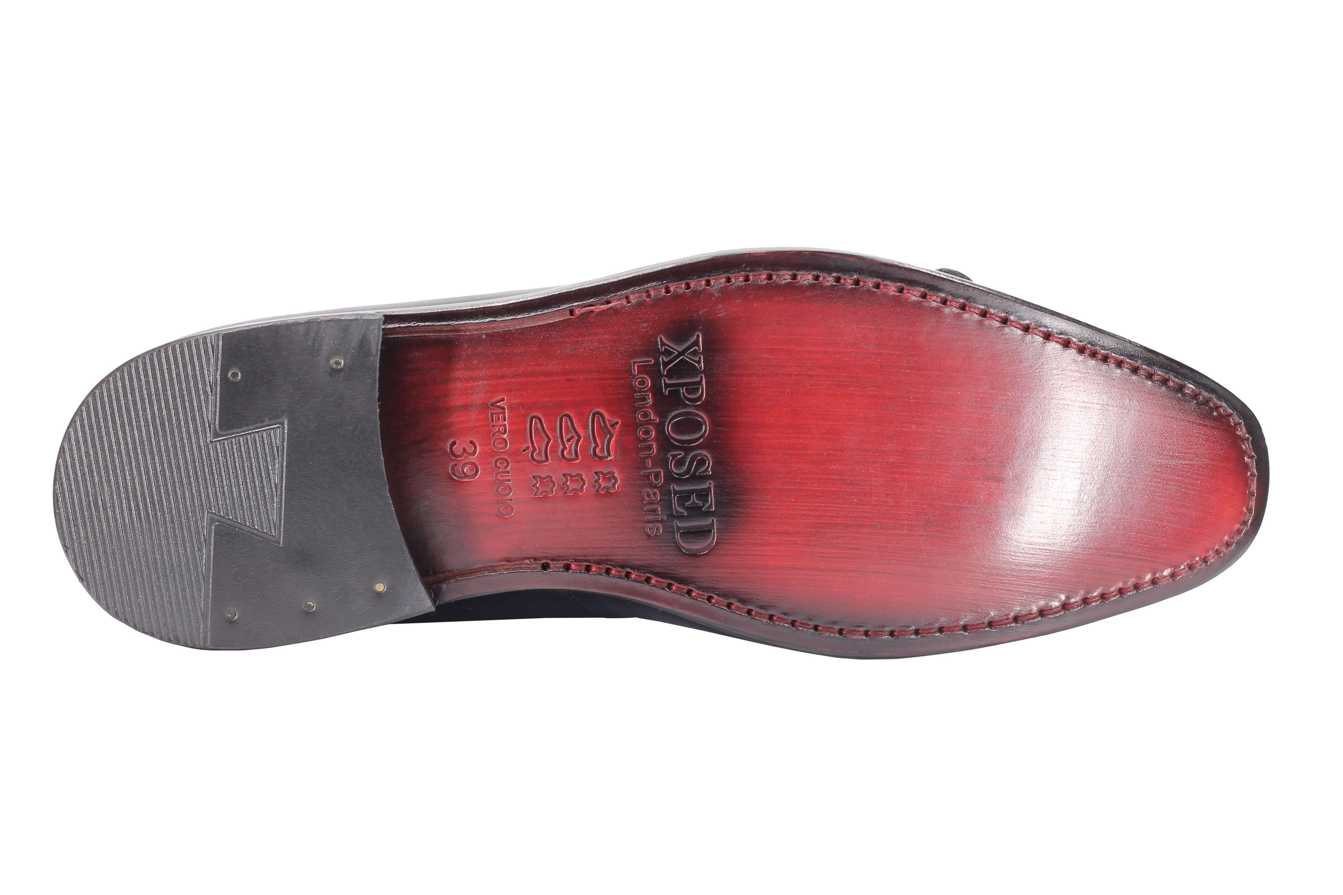 Blue Calf Leather Double Monk Loafers