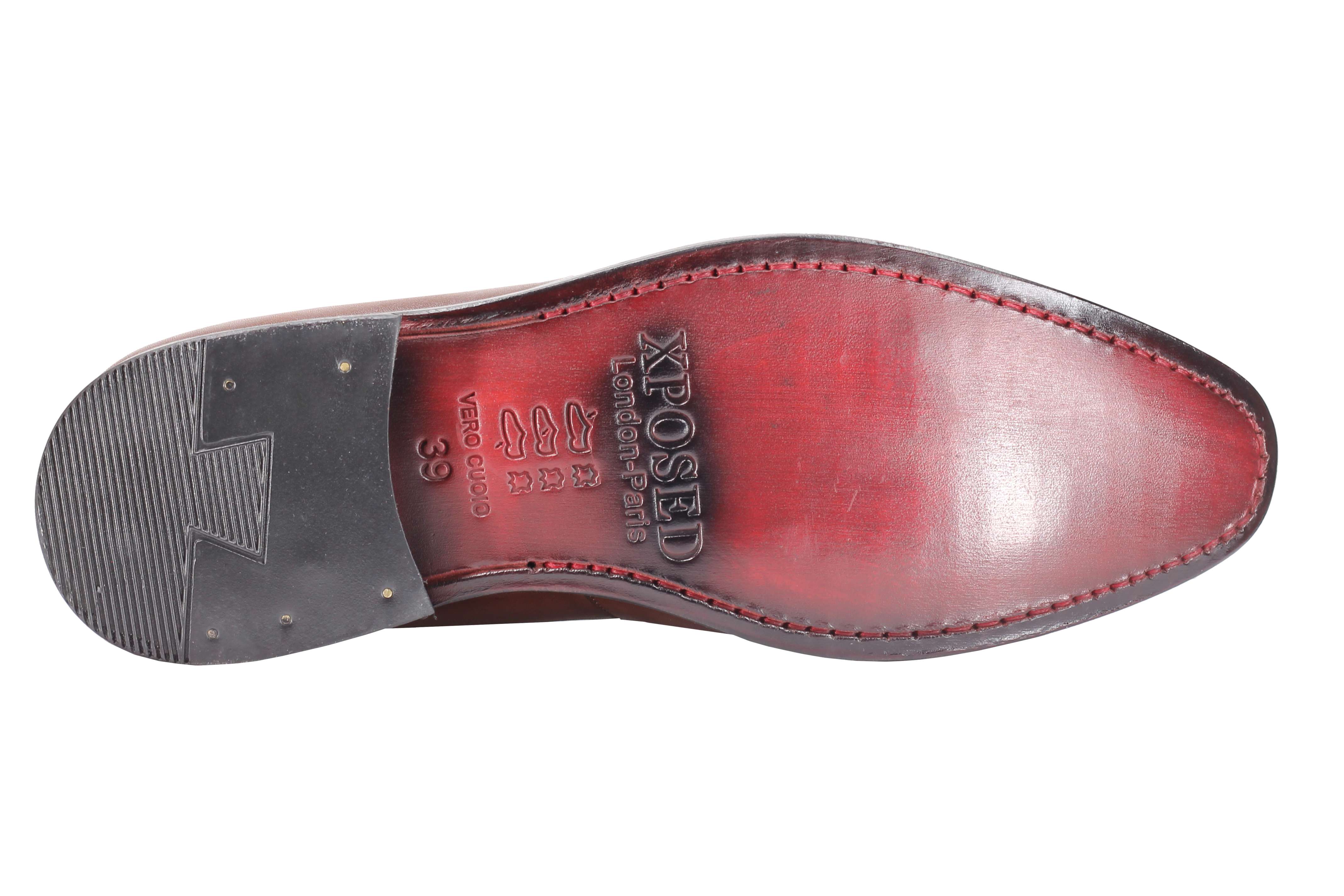 Tan Calf Leather Double Monk Shoes