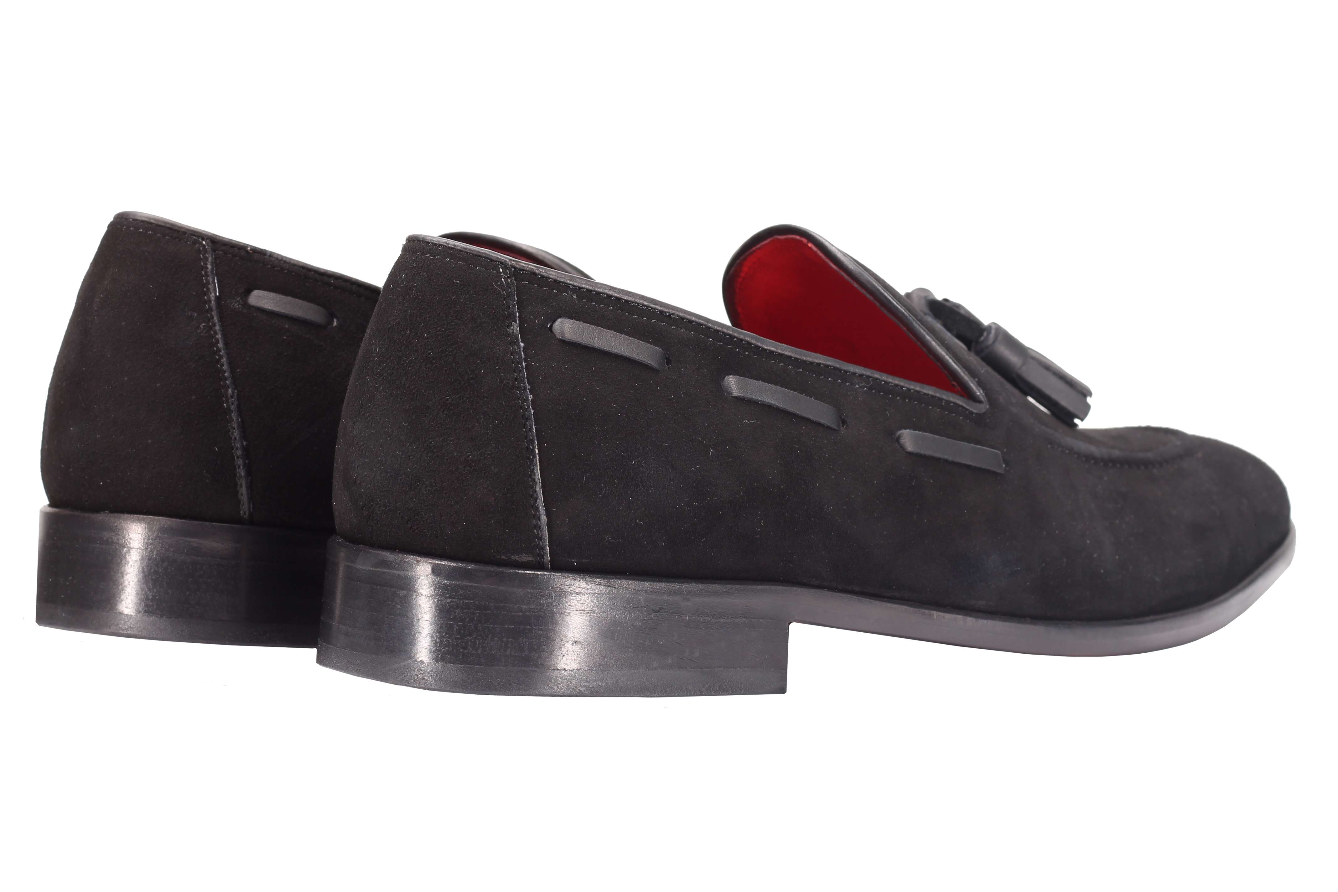 BLACK SUDED LEATHER TASSEL LOAFERS