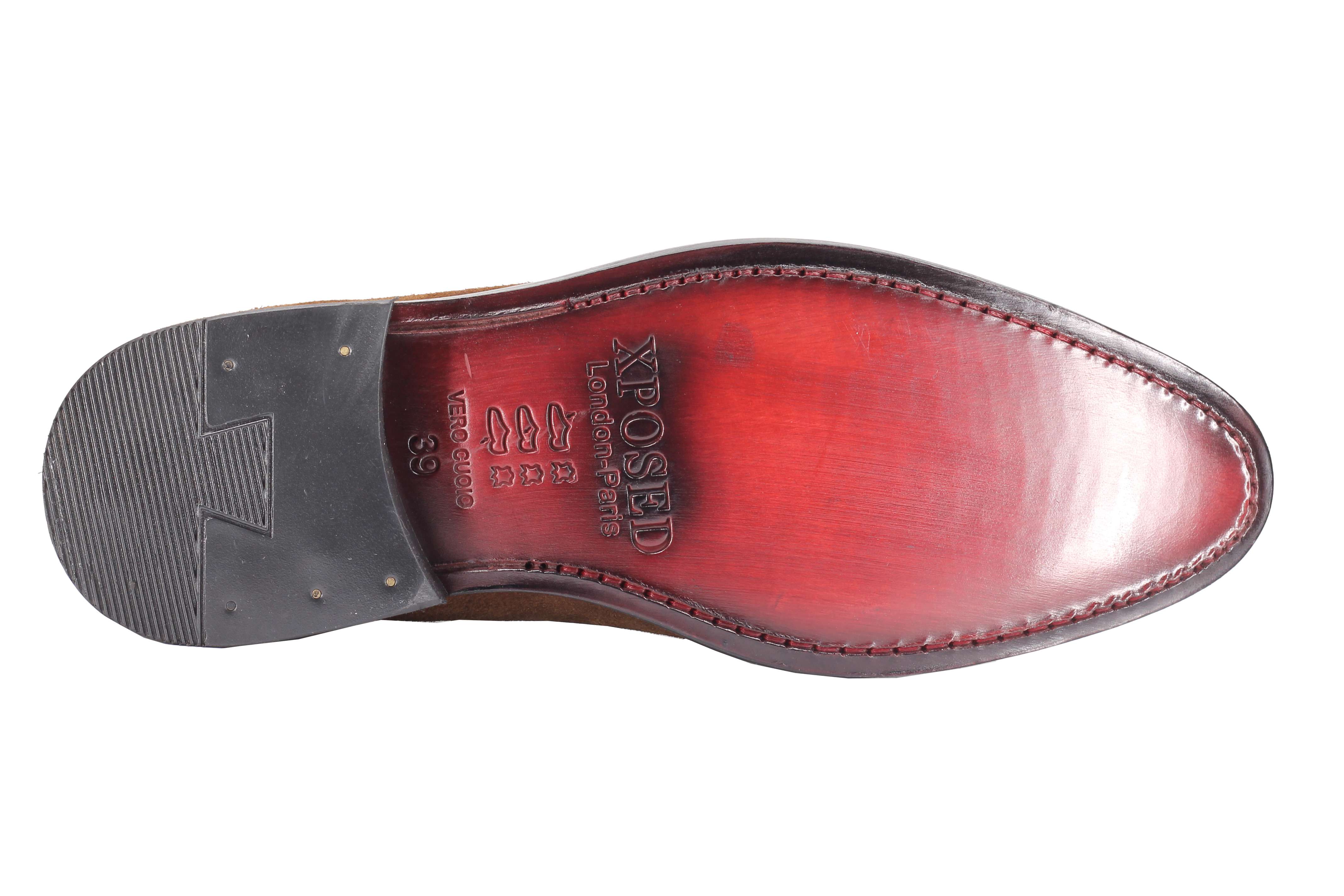 SUDED LEATHER TASSEL LOAFERS IN TAN