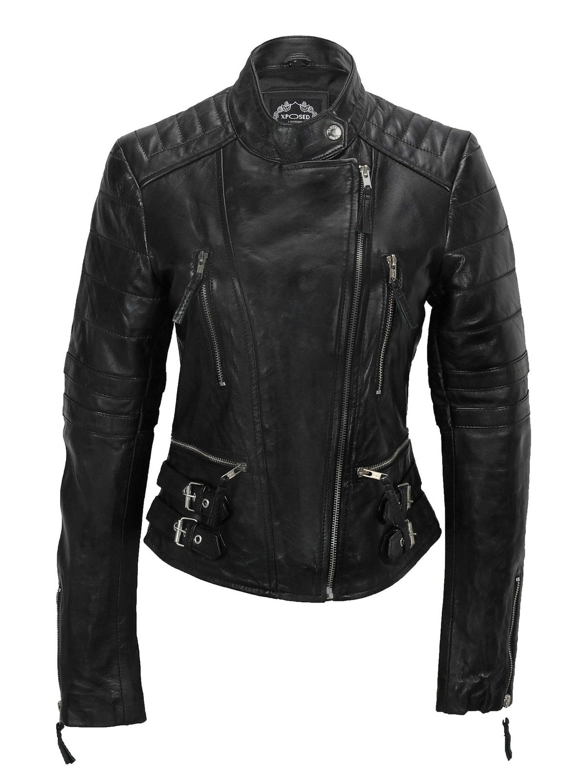 Ladies Women Soft Real Leather Biker Jacket Size