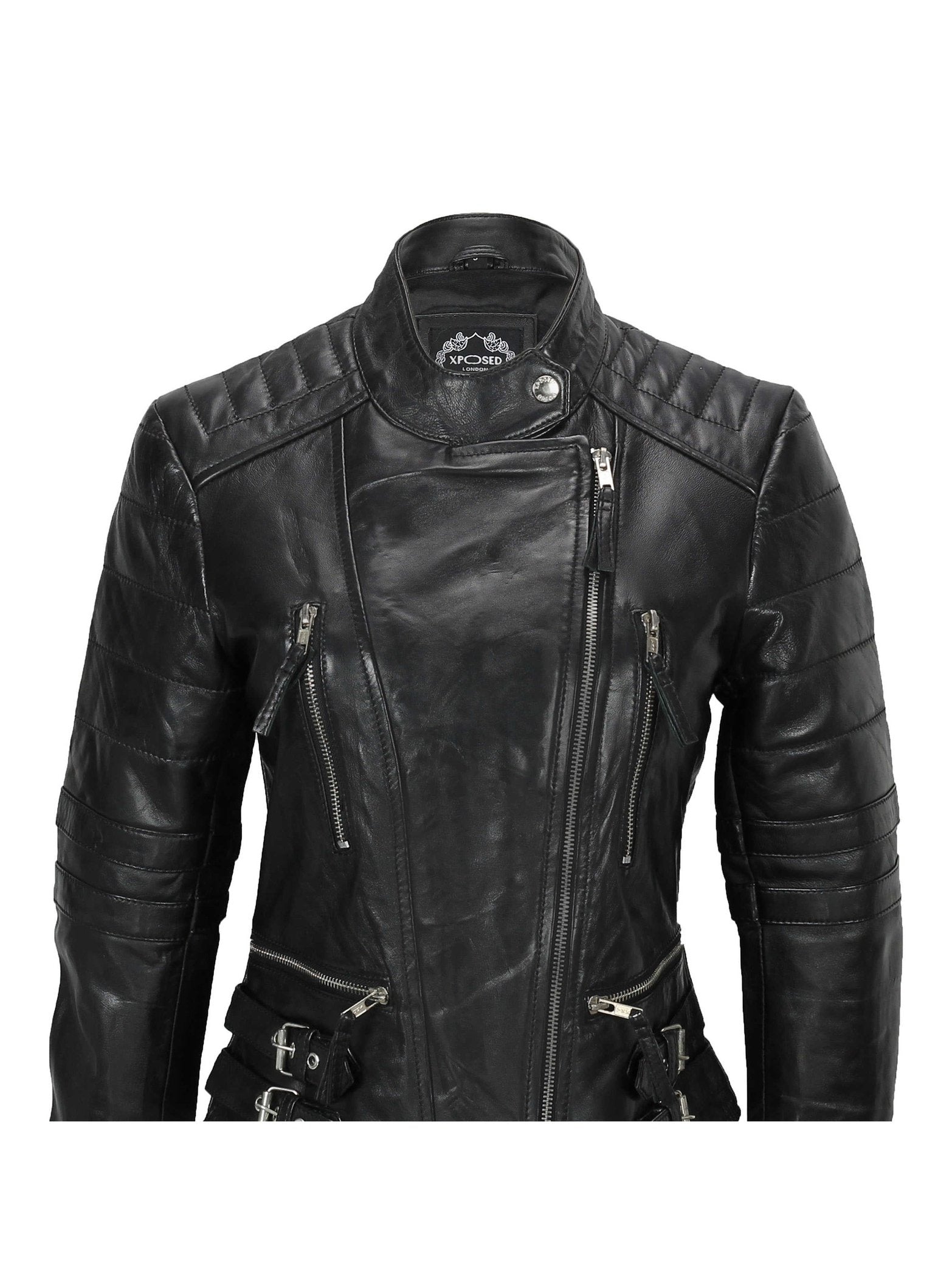 Ladies Women Soft Real Leather Biker Jacket Size