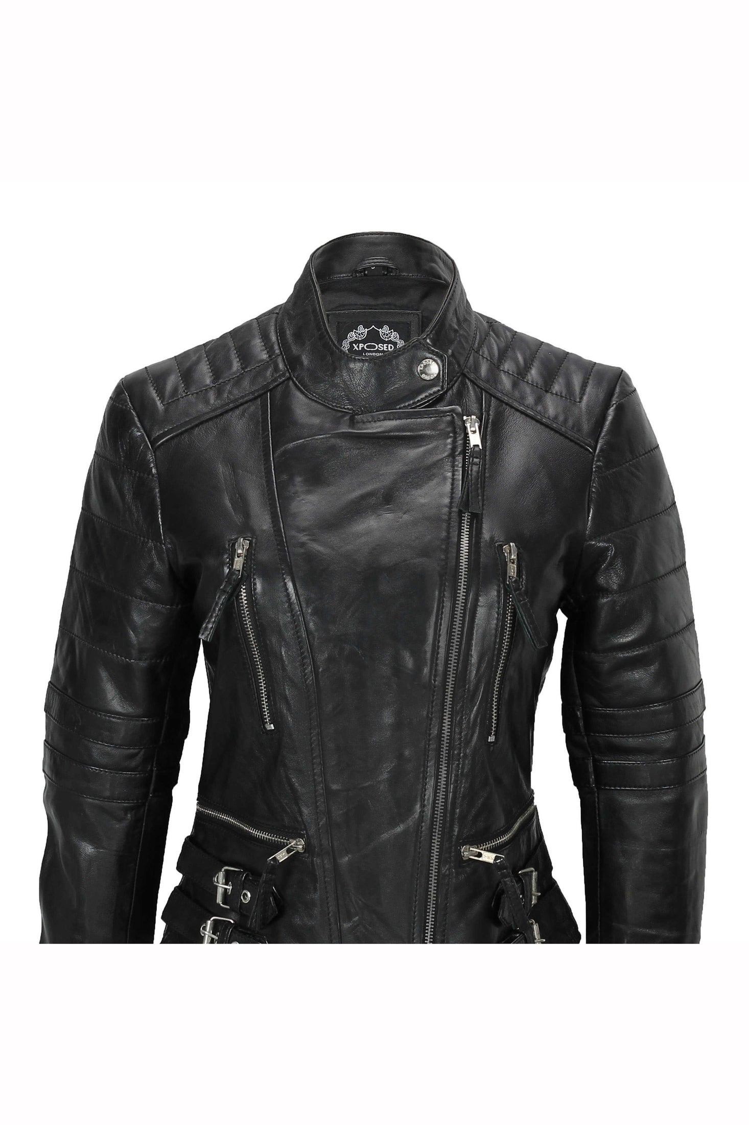 Ladies Women Soft Real Leather Biker Jacket Size