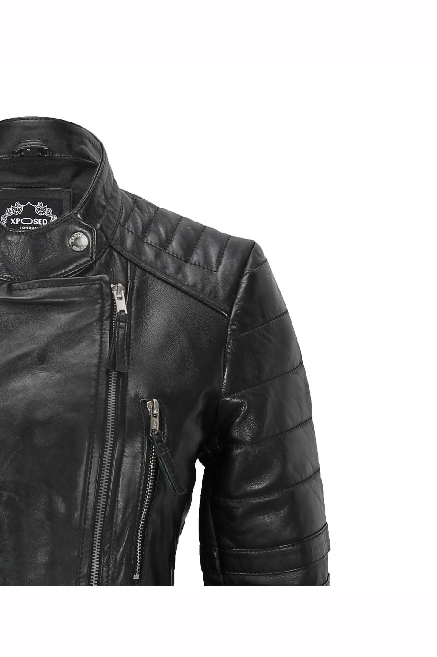 Ladies Women Soft Real Leather Biker Jacket Size