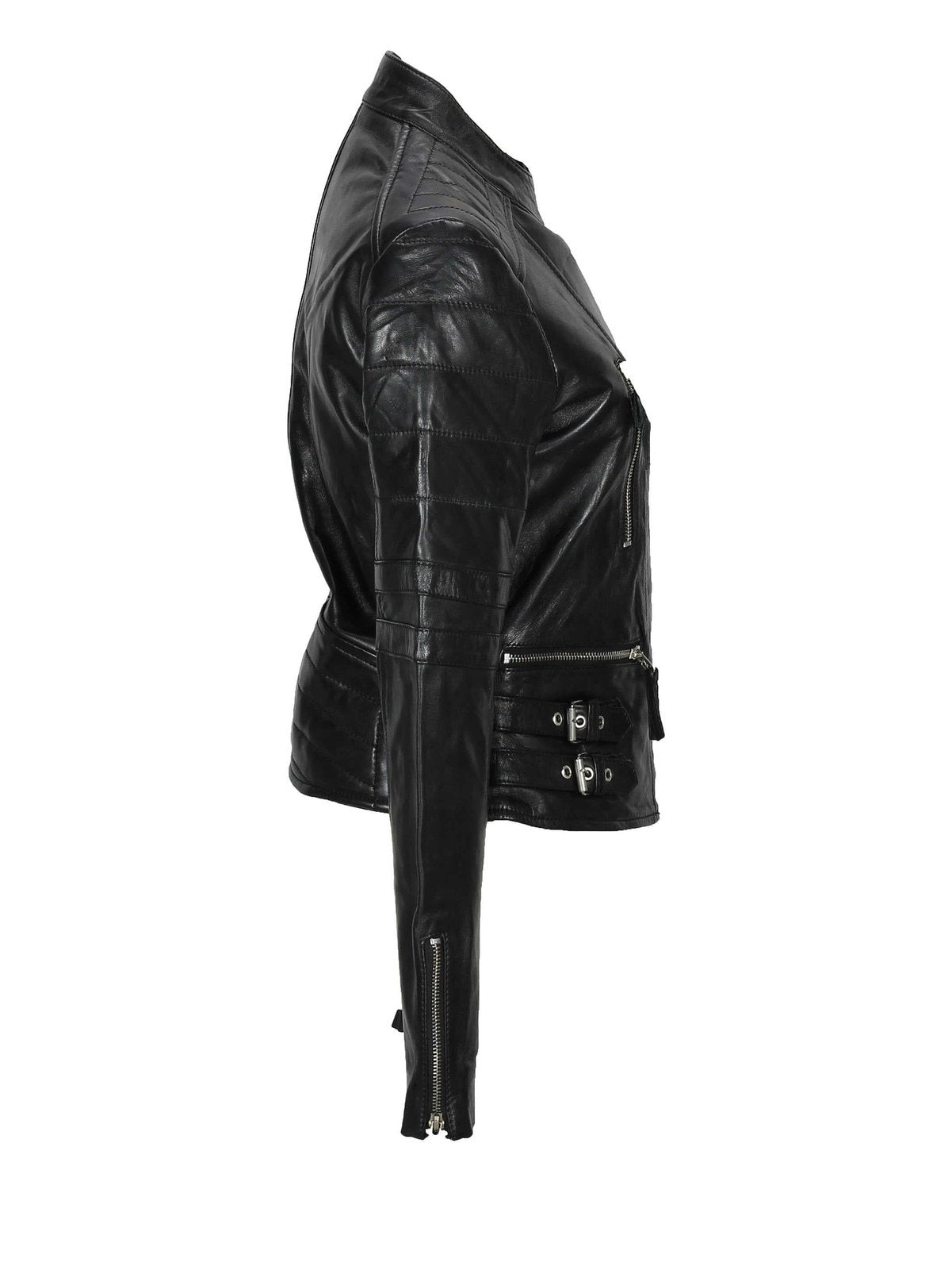 Ladies Women Soft Real Leather Biker Jacket Size