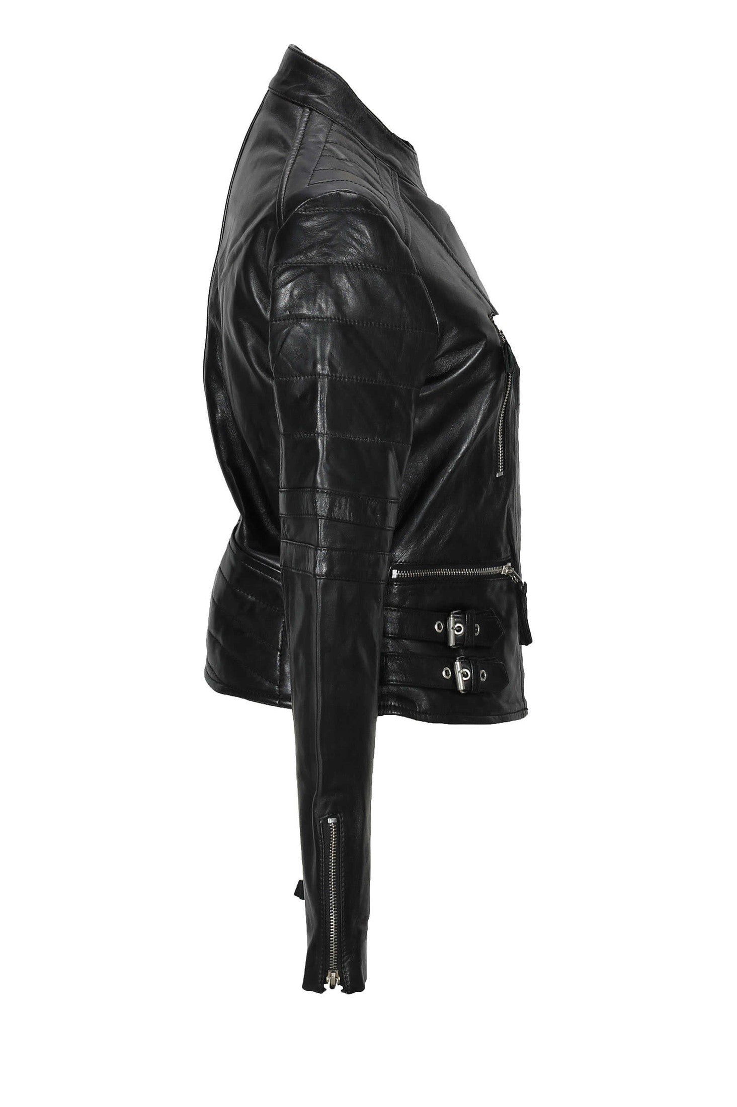 Ladies Women Soft Real Leather Biker Jacket Size