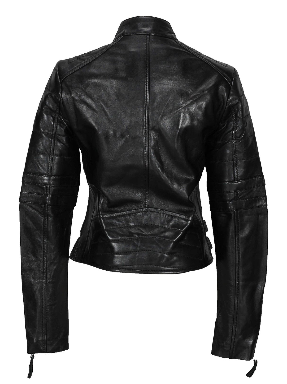 Ladies Women Soft Real Leather Biker Jacket Size