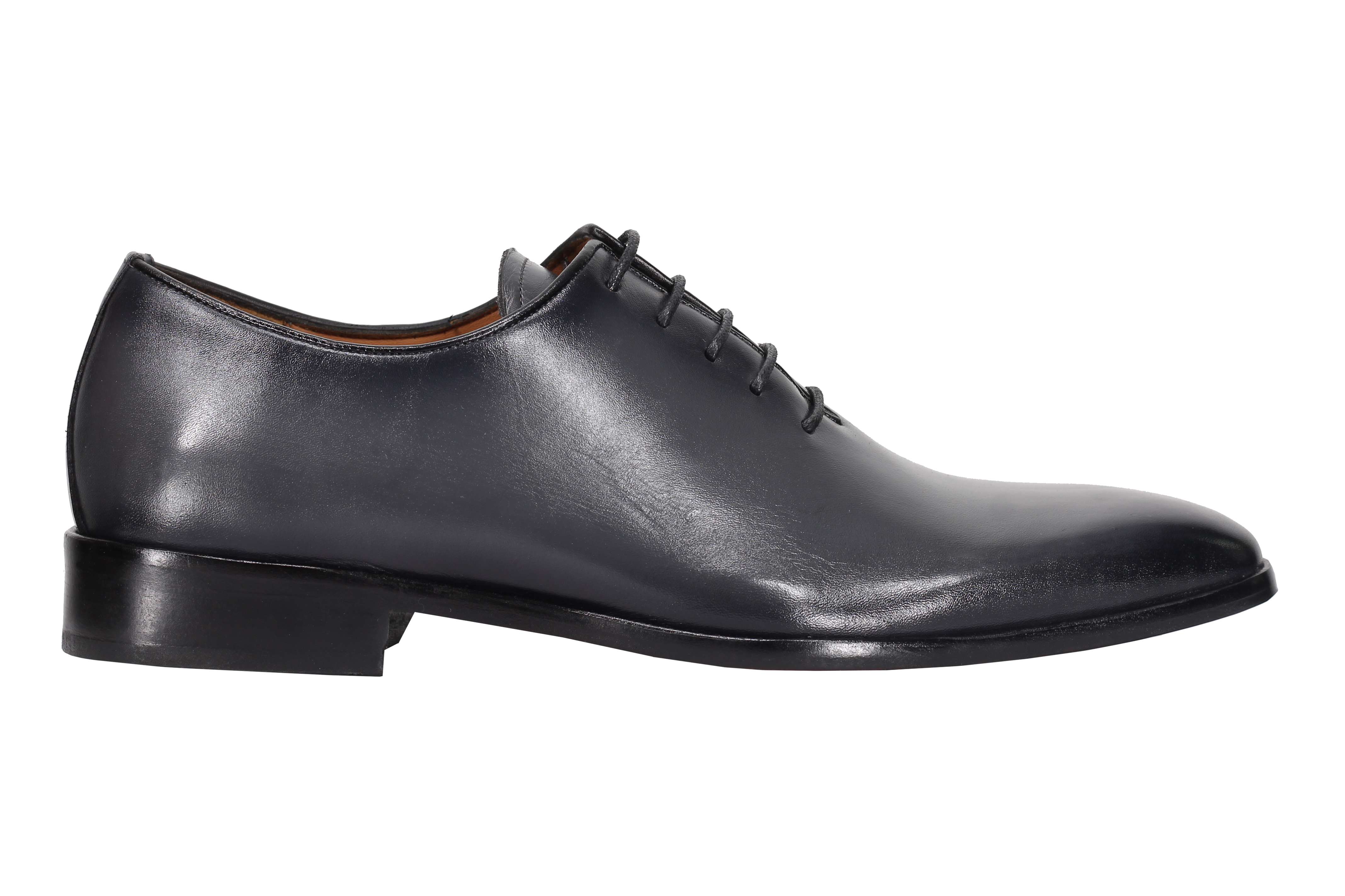 GREY CALF LEATHER WHOLECUT OXFORD LACE UP SHOES