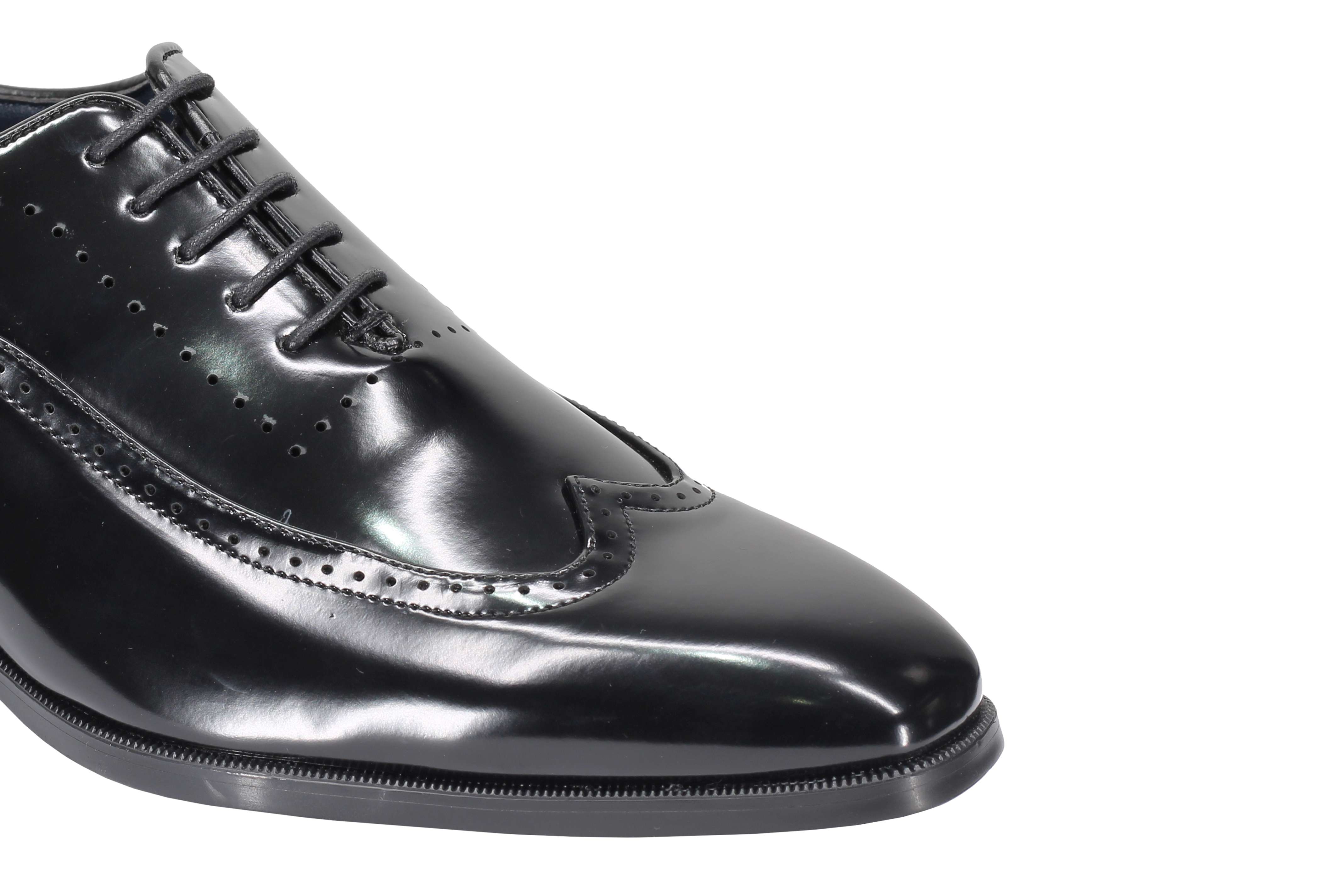 Mens Retro Brogue Shoes 2 Tone Colour Polished Faux Leather Dress Wingtip Oxford