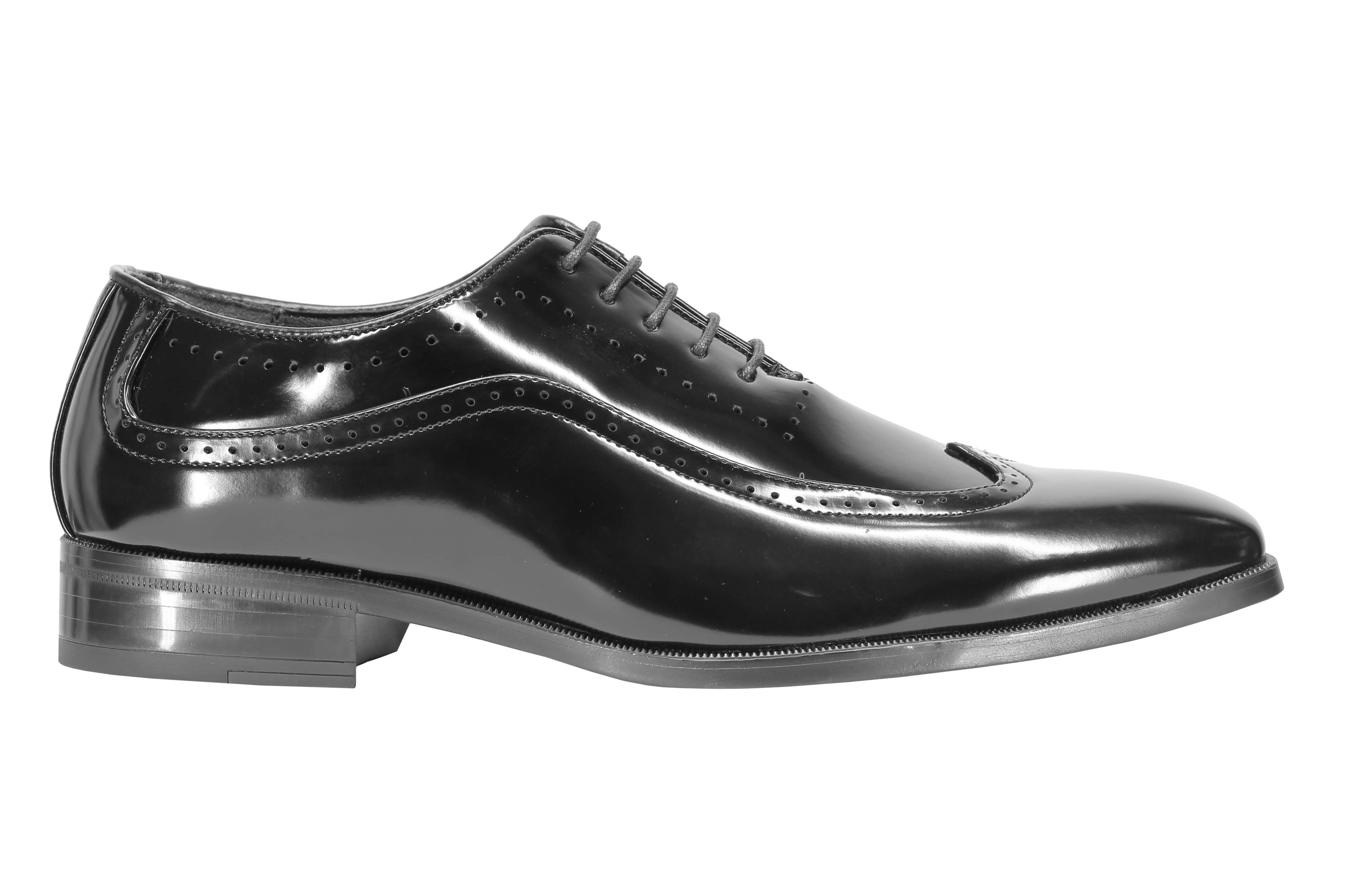 Mens Retro Brogue Shoes 2 Tone Colour Polished Faux Leather Dress Wingtip Oxford