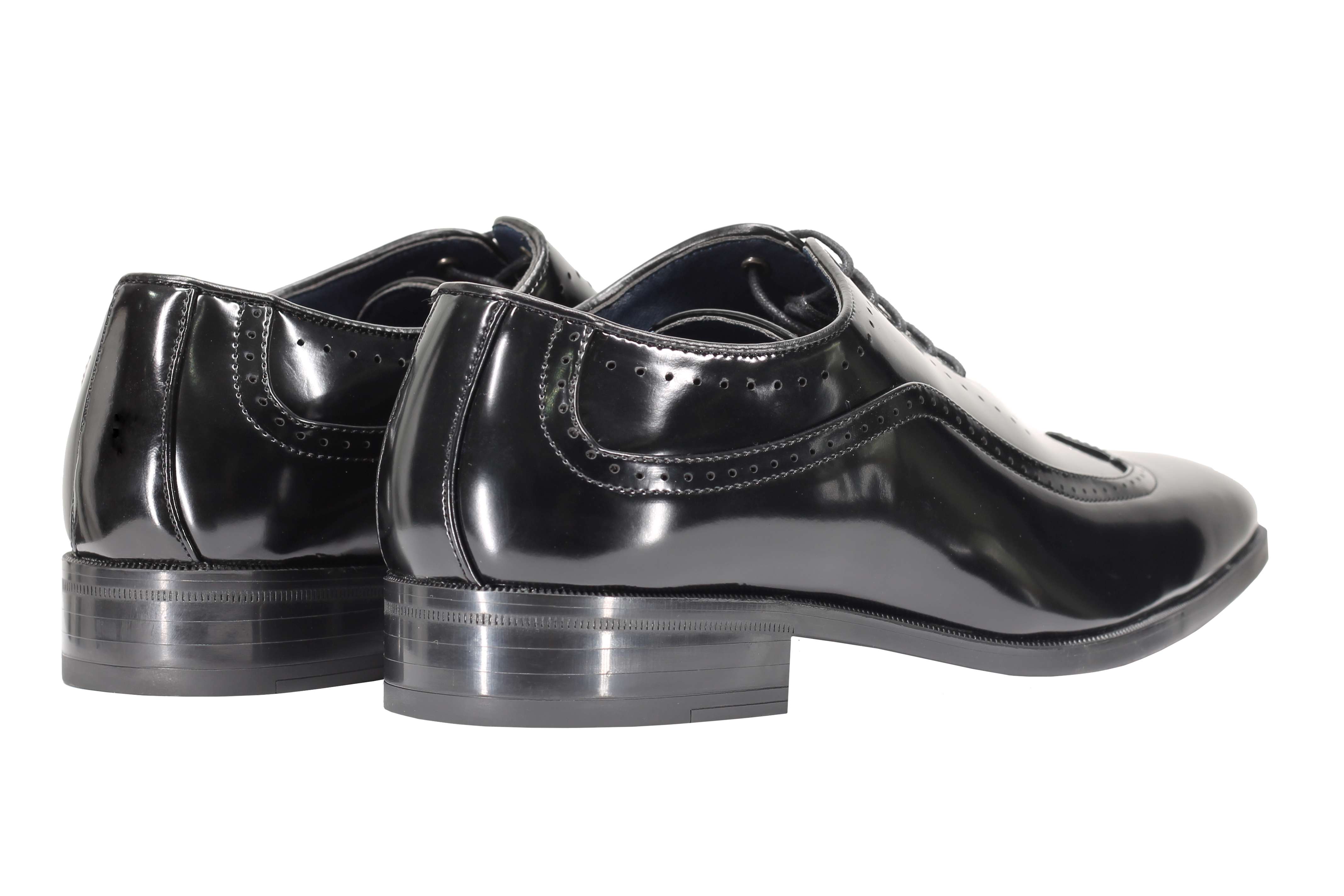 Mens Retro Brogue Shoes 2 Tone Colour Polished Faux Leather Dress Wingtip Oxford