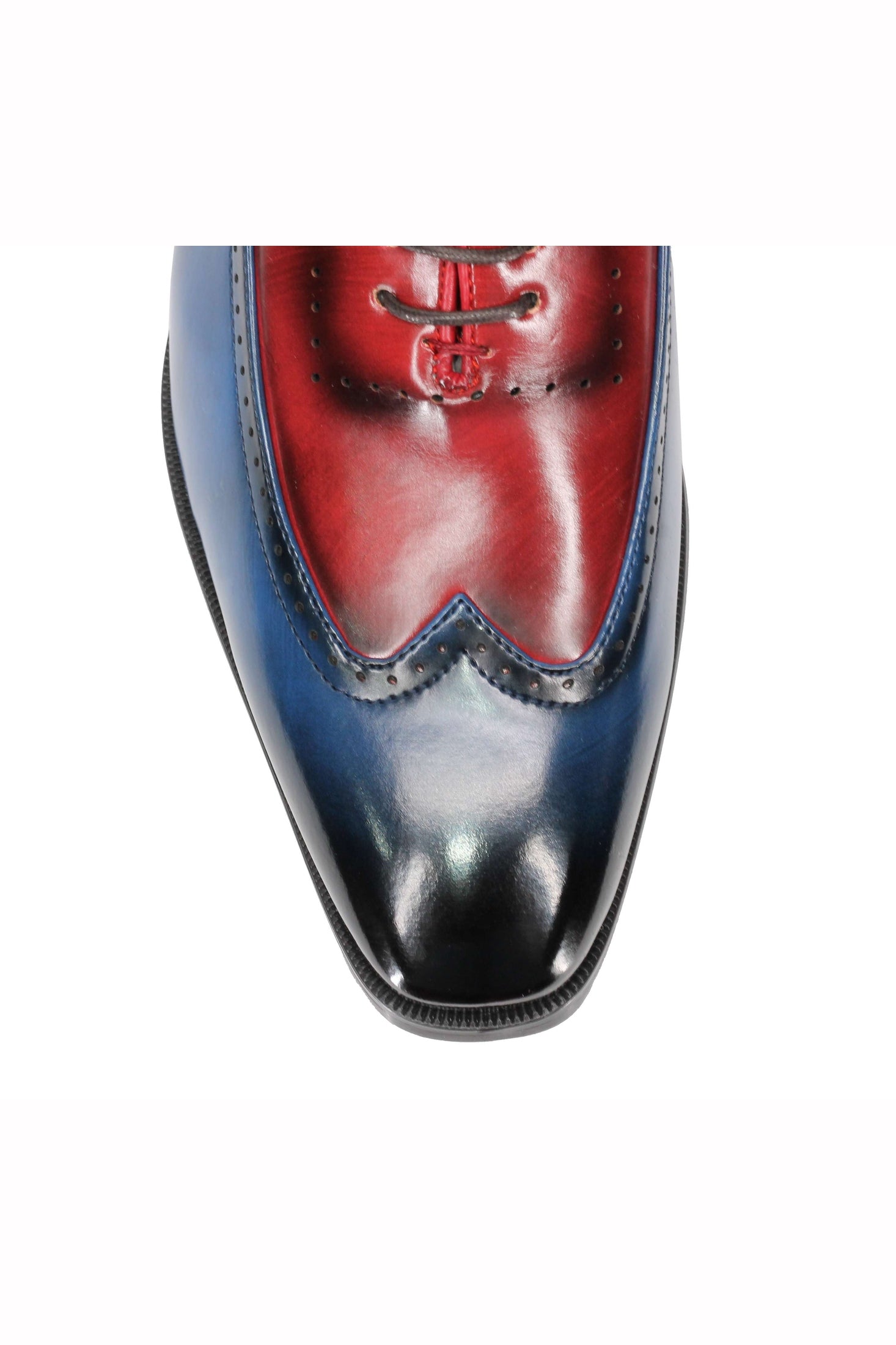 Mens Retro Brogue Shoes 2 Tone Colour Polished Faux Leather Dress Wingtip Oxford