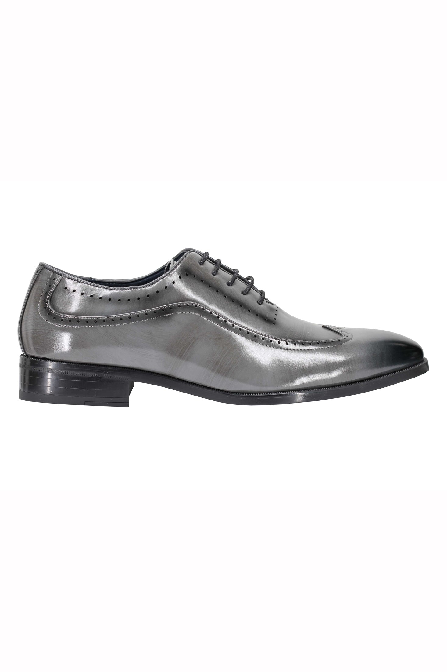 Mens Retro Brogue Shoes 2 Tone Colour Polished Faux Leather Dress Wingtip Oxford