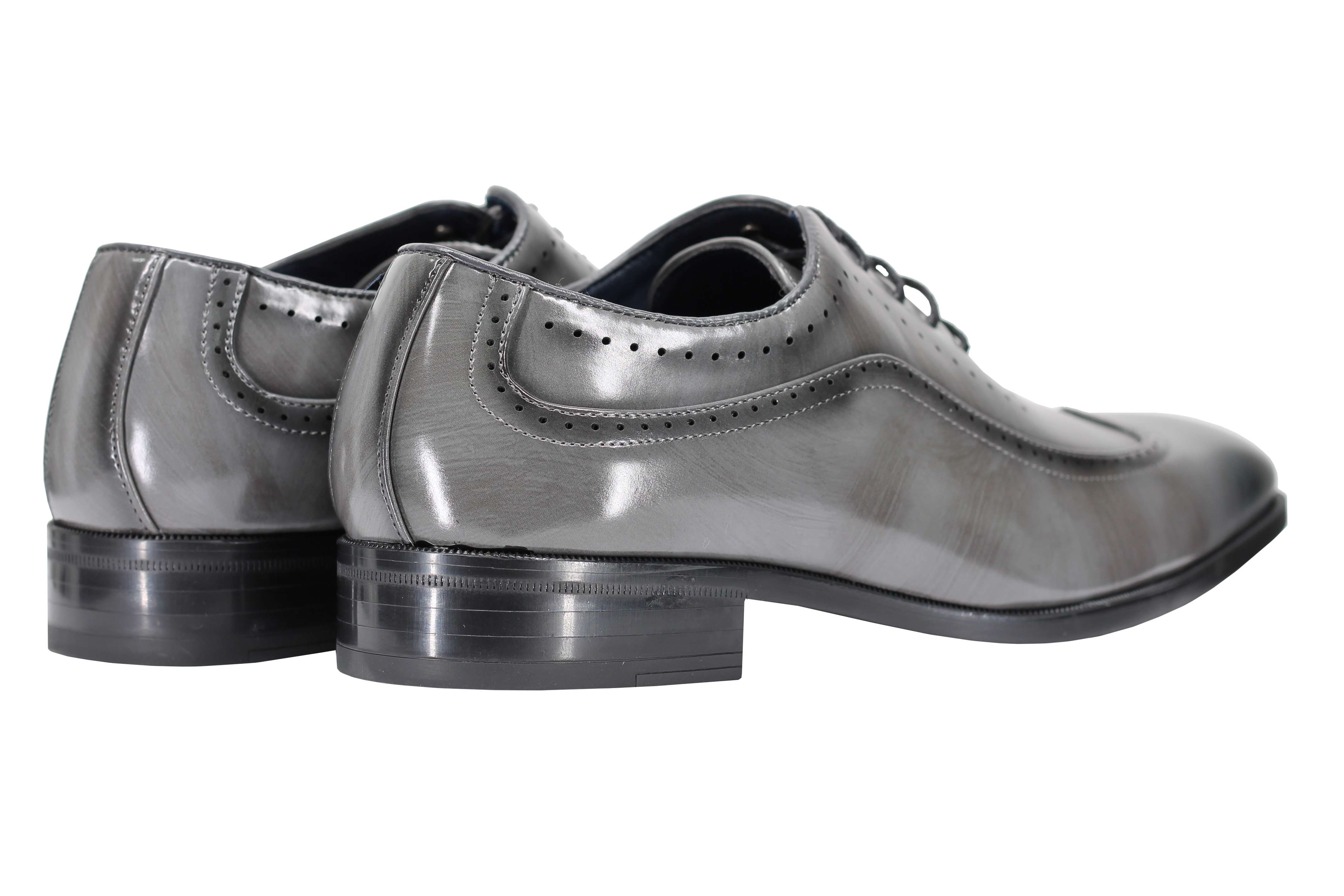 Mens Retro Brogue Shoes 2 Tone Colour Polished Faux Leather Dress Wingtip Oxford