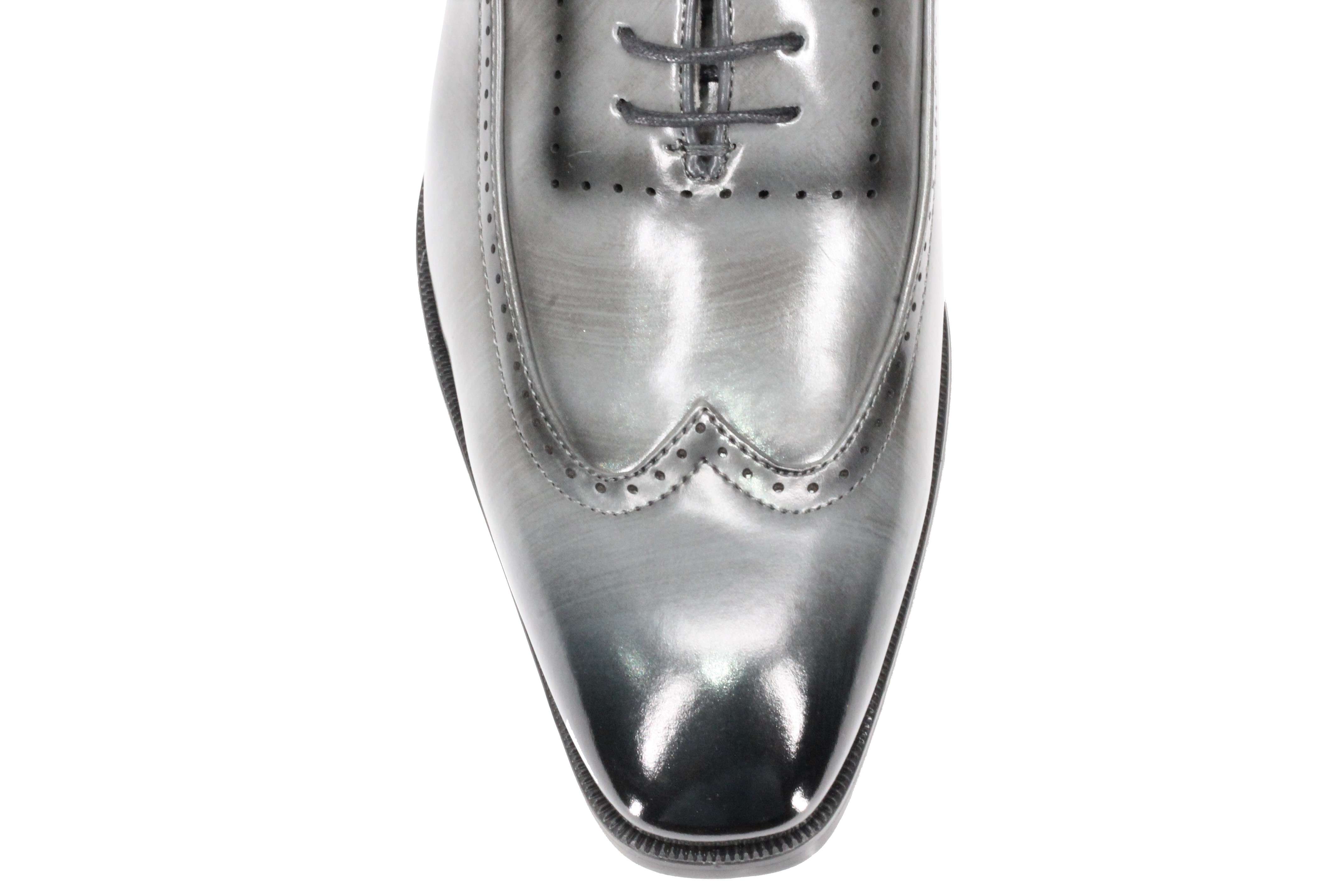 Mens Retro Brogue Shoes 2 Tone Colour Polished Faux Leather Dress Wingtip Oxford