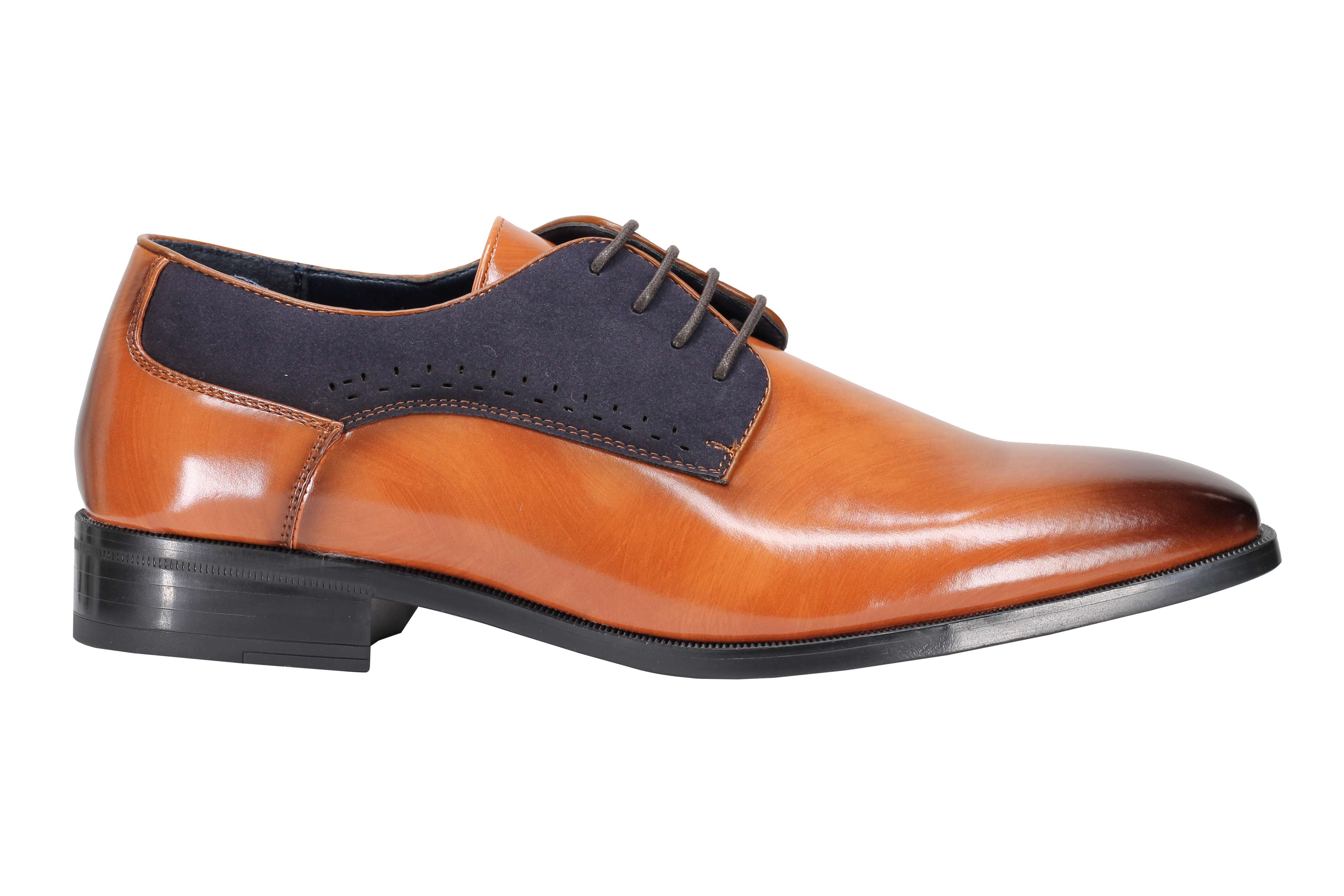 Mens Classic Derby Shoes 2 Tone Polished PU Leather Lace up Formal Dress Office