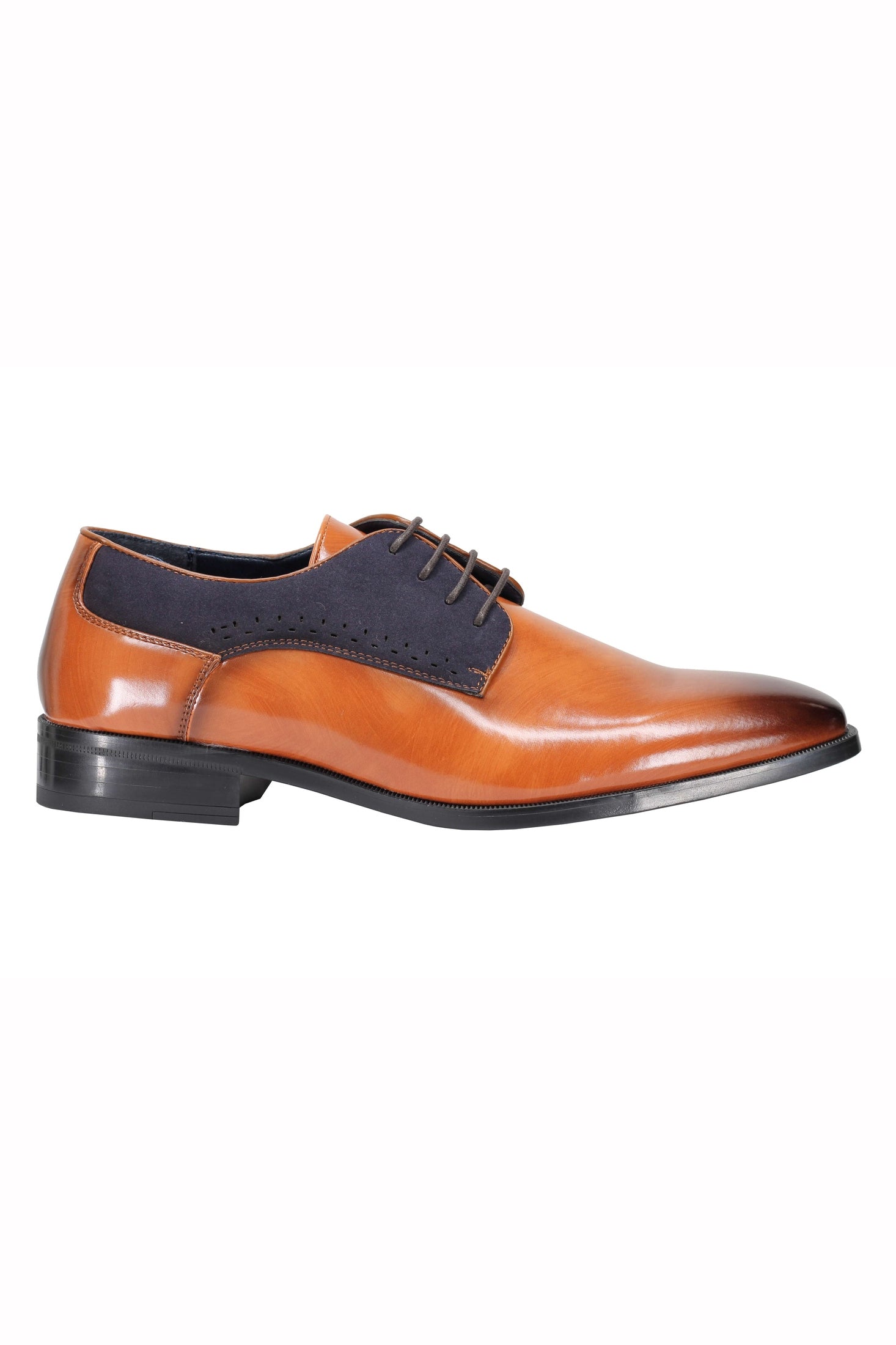 Mens Classic Derby Shoes 2 Tone Polished PU Leather Lace up Formal Dress Office