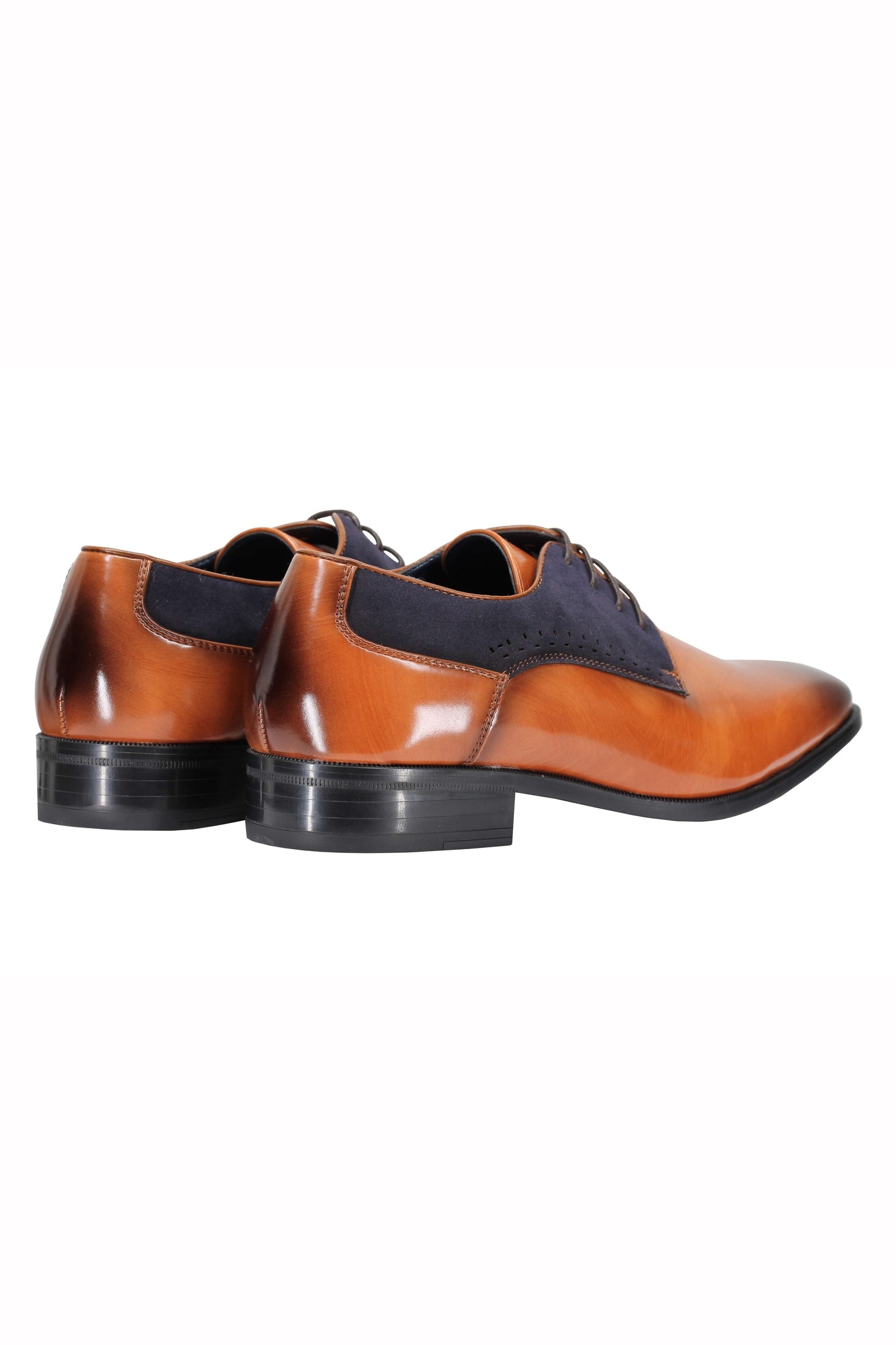 Mens Classic Derby Shoes 2 Tone Polished PU Leather Lace up Formal Dress Office