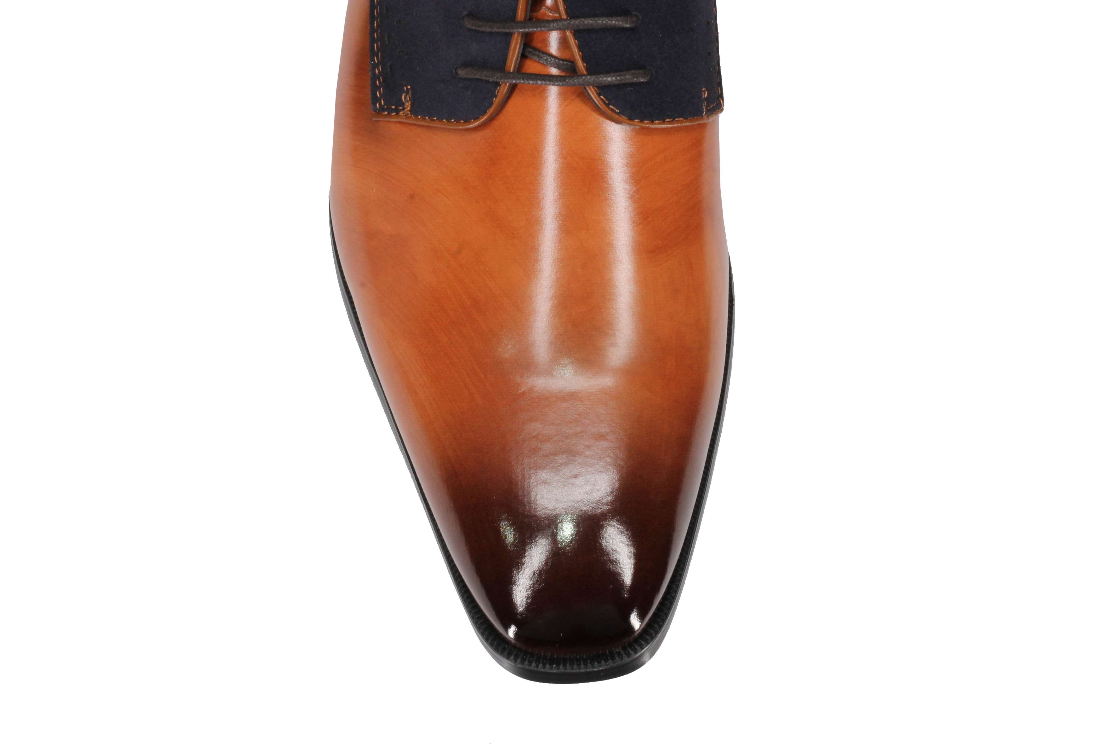 Mens Classic Derby Shoes 2 Tone Polished PU Leather Lace up Formal Dress Office