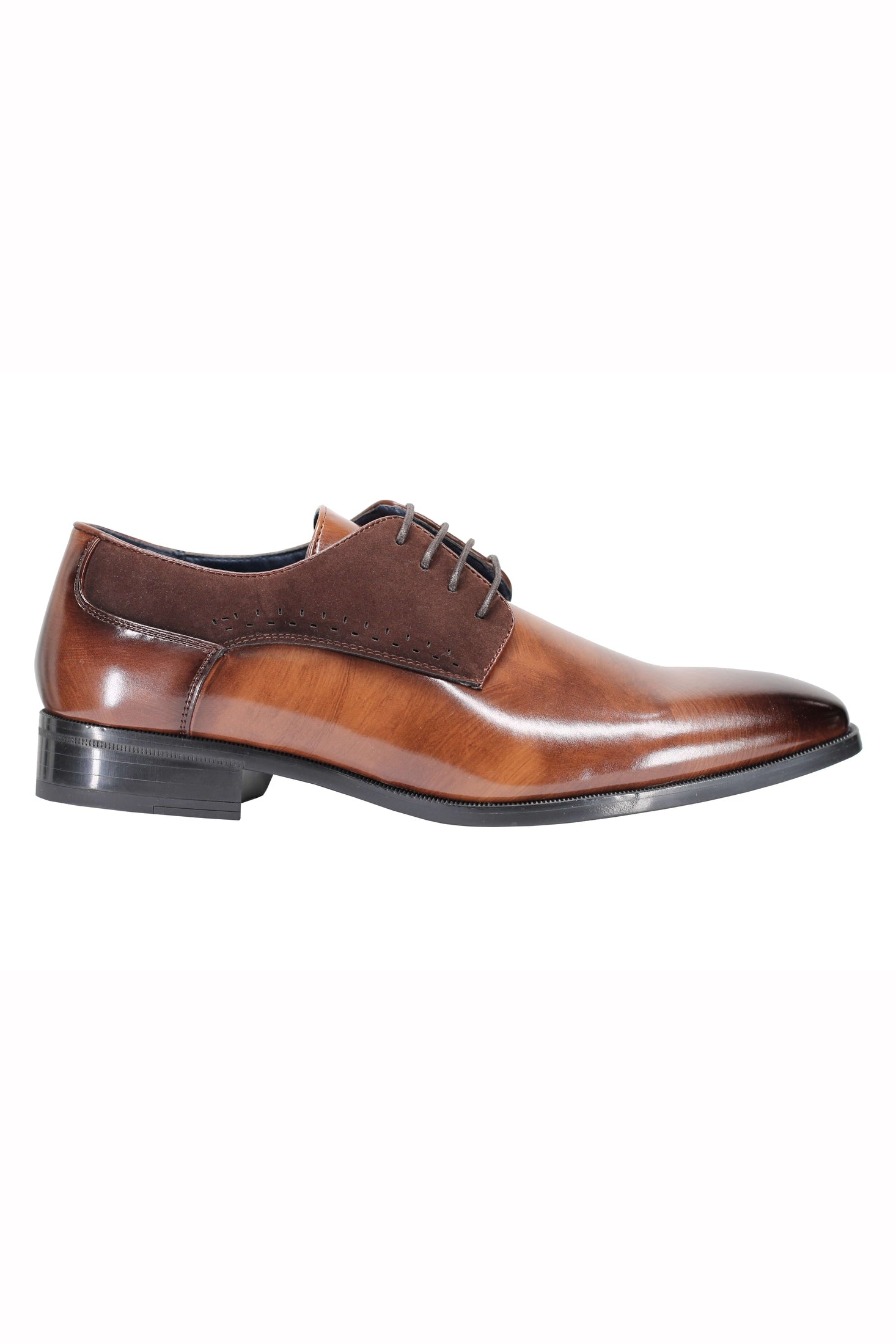 Mens Classic Derby Shoes 2 Tone Polished PU Leather Lace up Formal Dress Office