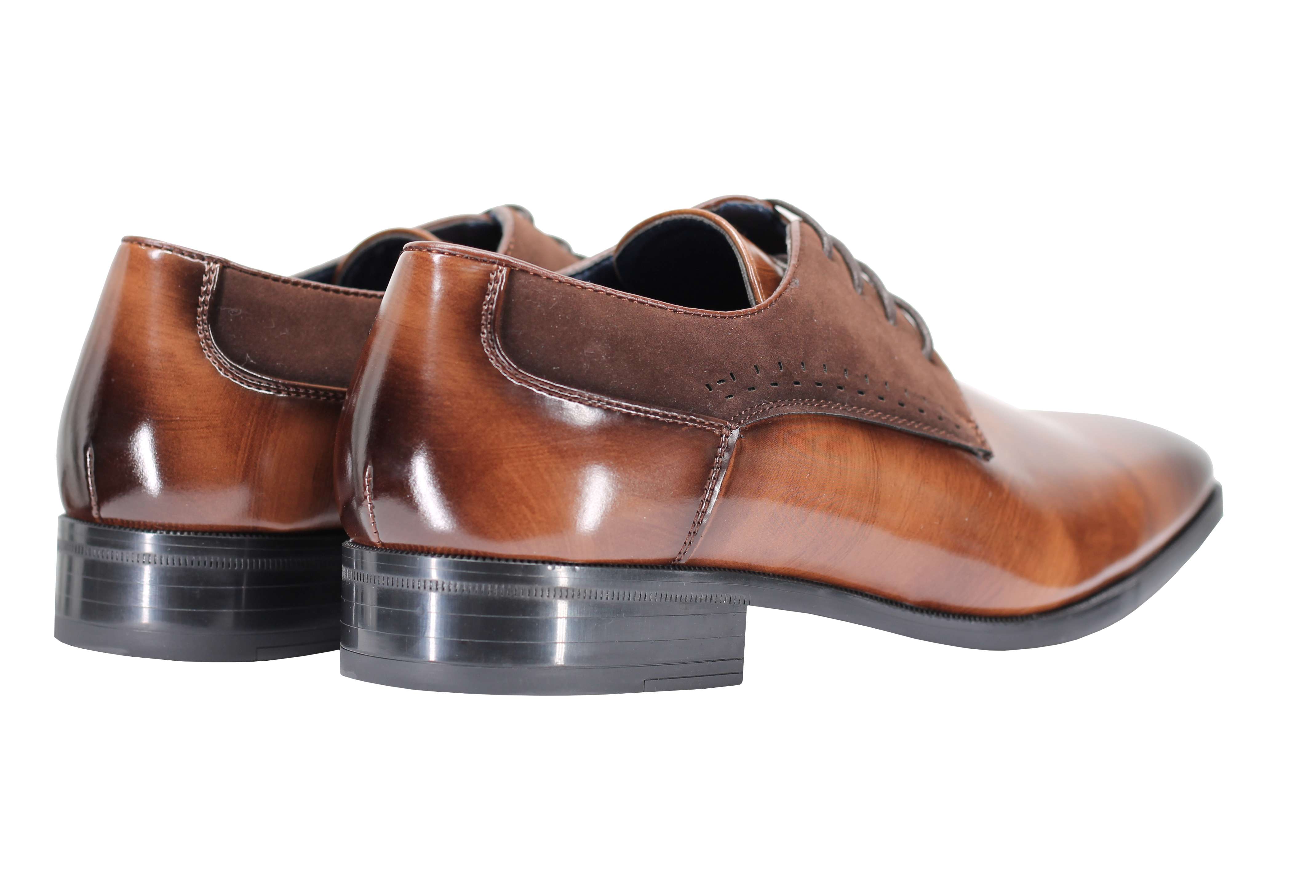 Mens Classic Derby Shoes 2 Tone Polished PU Leather Lace up Formal Dress Office