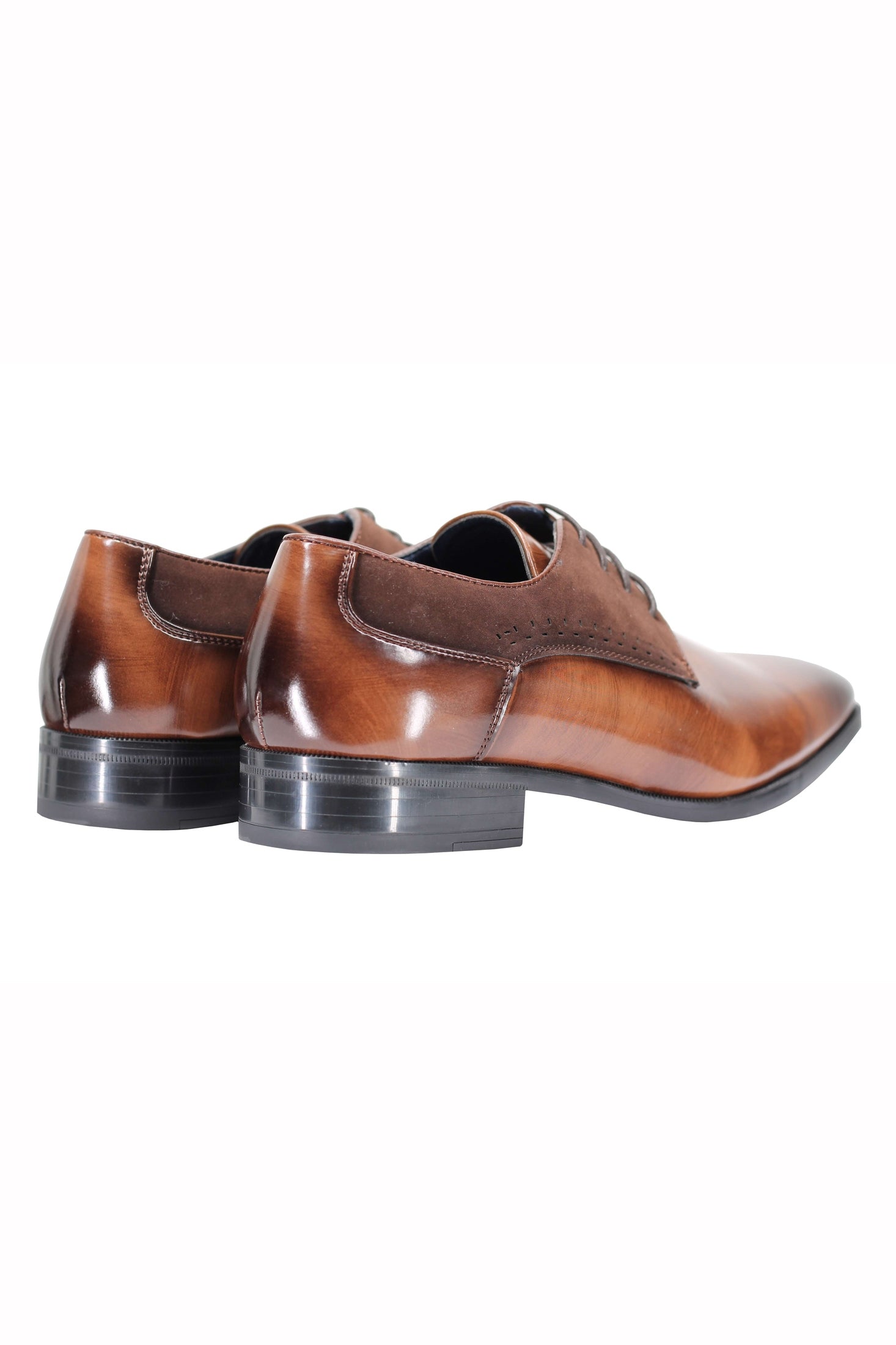 Mens Classic Derby Shoes 2 Tone Polished PU Leather Lace up Formal Dress Office