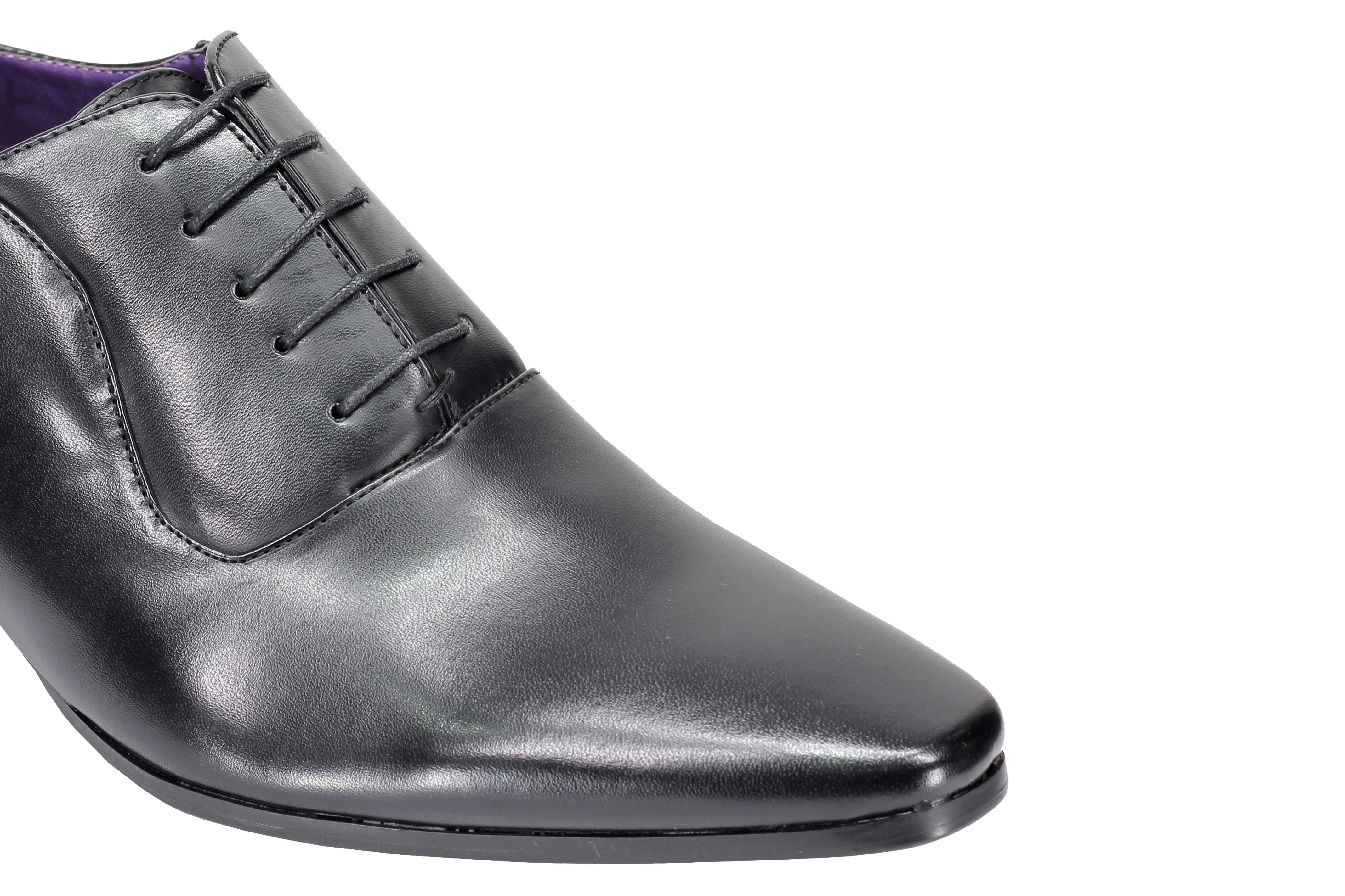 Mens Faux Leather Formal Office Shoes Smart Casual Oxford Lace up Black White Grey