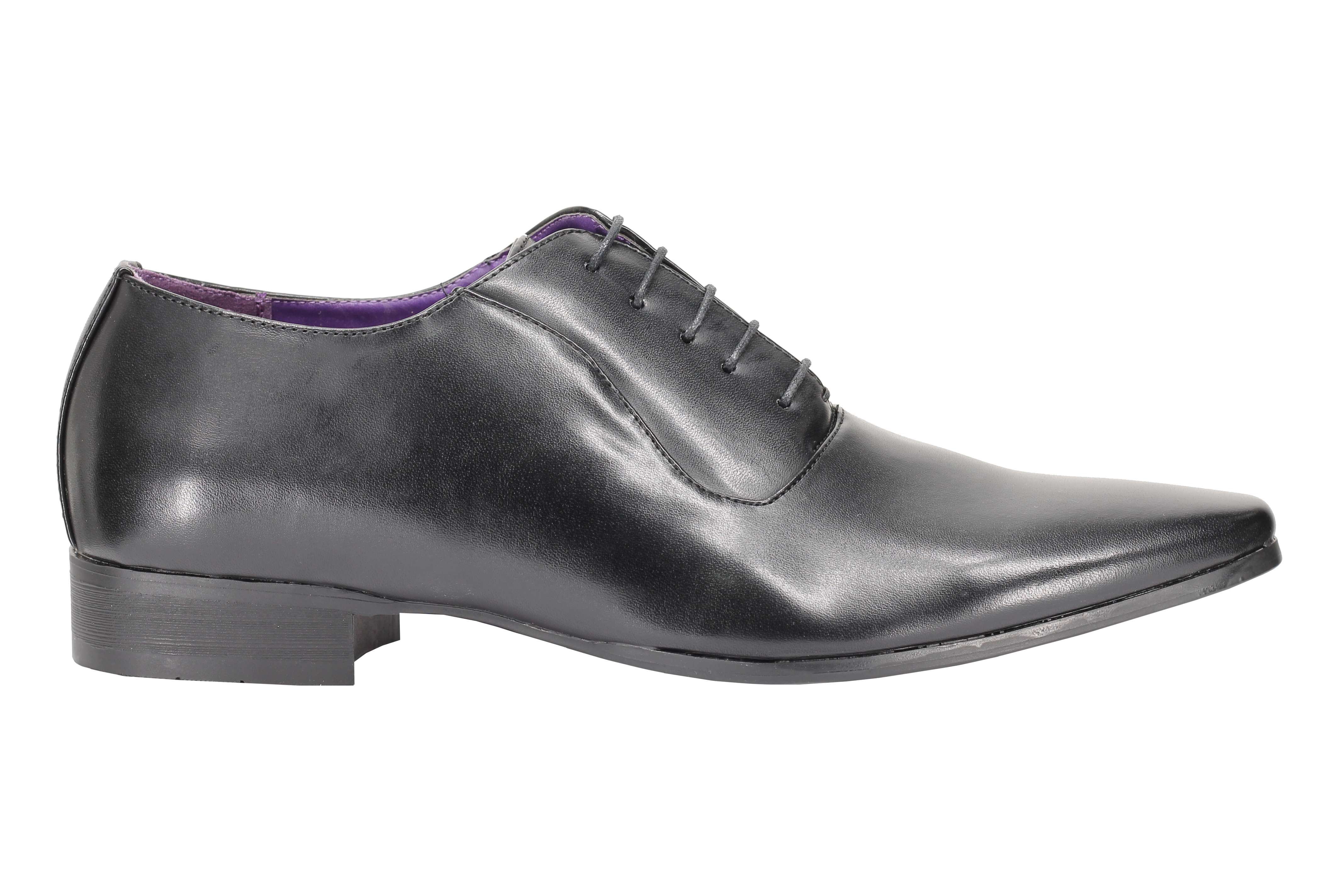 Mens Faux Leather Formal Office Shoes Smart Casual Oxford Lace up Black White Grey