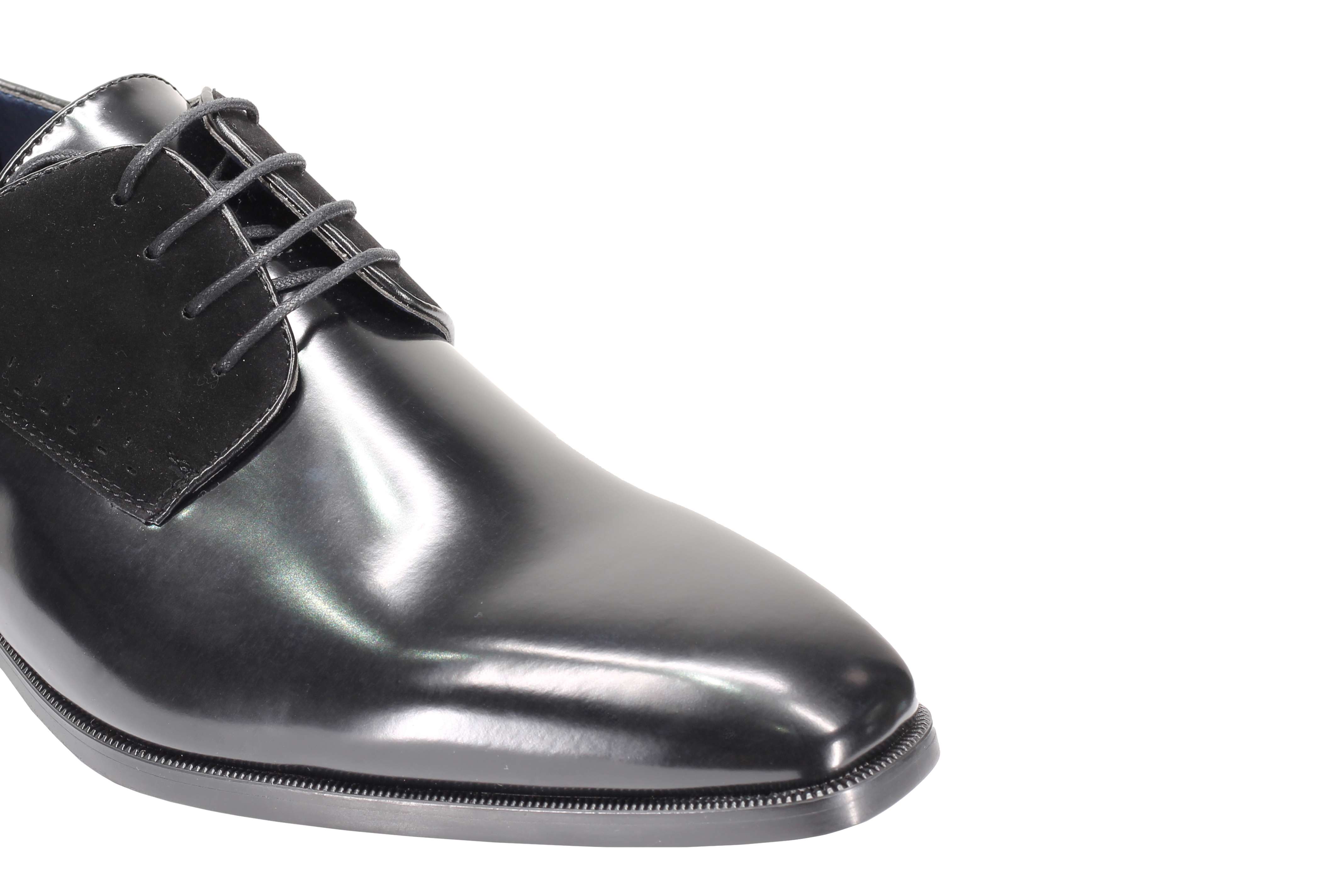 Mens Classic Derby Shoes 2 Tone Polished PU Leather Lace up Formal Dress Office