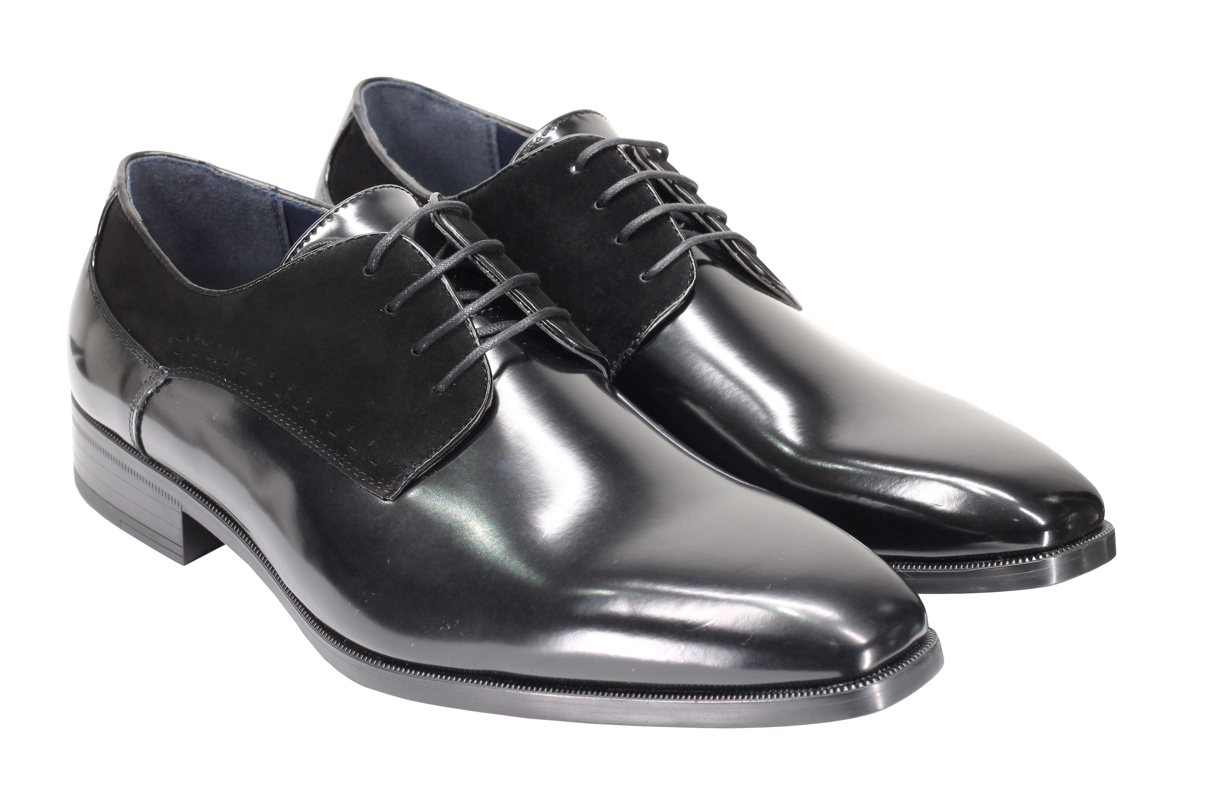 Mens Classic Derby Shoes 2 Tone Polished PU Leather Lace up Formal Dress Office